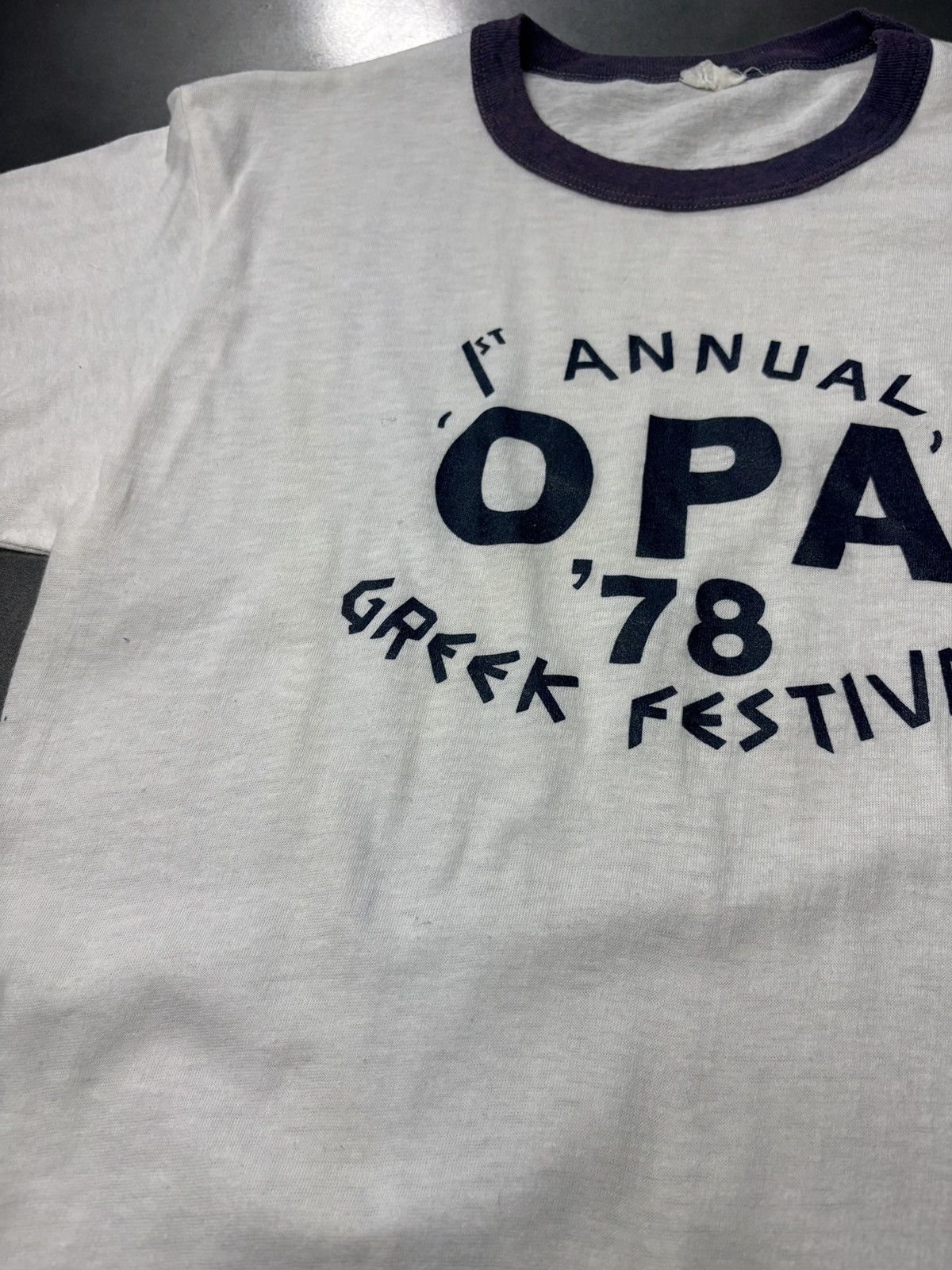 Vintage Vintage Greek Festival OPA! Tee 1970s Ringer Tee Thin Thrash Size US S / EU 44-46 / 1 - 5 Thumbnail