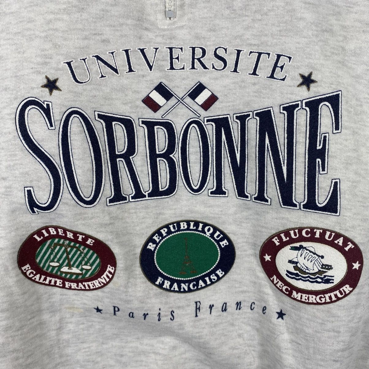 Vintage Vintage 90's UNIVERSITE SORBONNE Graphic Pullover Sweatshirt Size US M / EU 48-50 / 2 - 2 Thumbnail