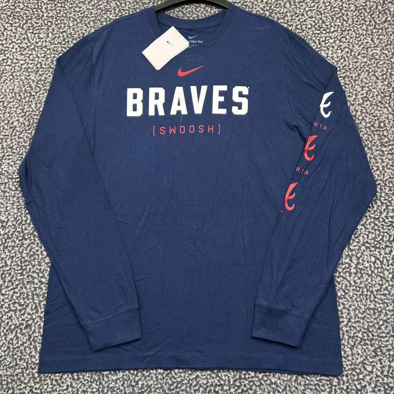 Nike Nike Shirt Men Blue Atlanta Braves MLB Crew Neck Cotton L Size US L / EU 52-54 / 3 - 1 Thumbnail