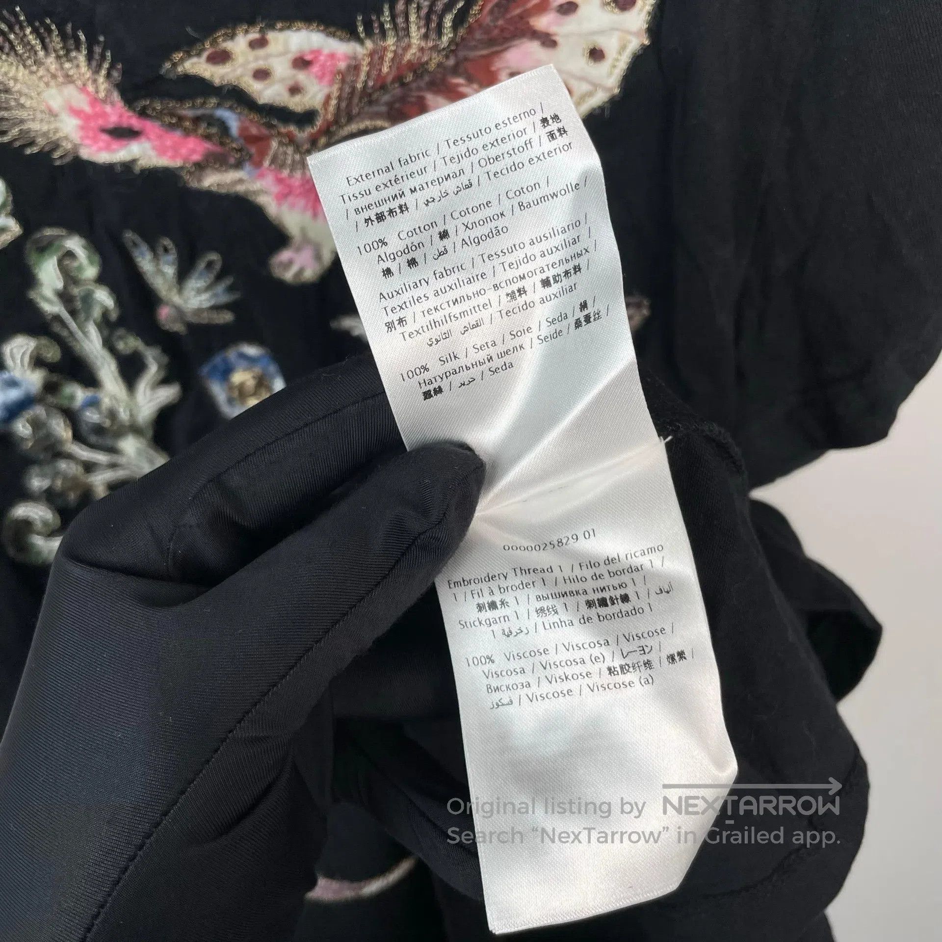 Valentino Valentino Black Embroidered Flamingo Short Sleeve| Size US L / EU 52-54 / 3 - 7 Thumbnail