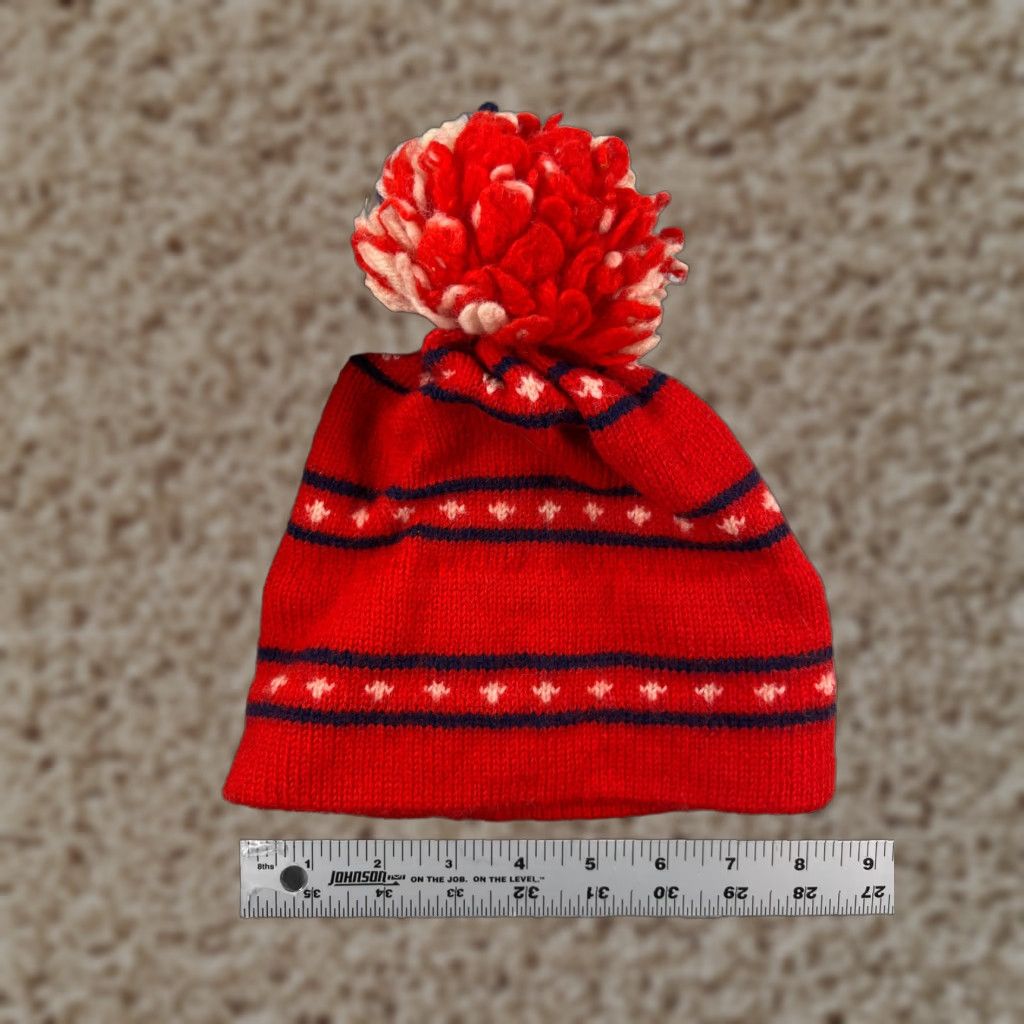 The Mountain The Mountain Lid Beanie Toque Womens One Size Red White Stripe Wool Ski Size ONE SIZE - 1 Thumbnail