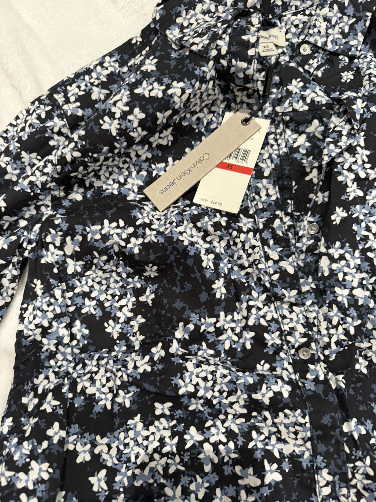 Calvin Klein CK women blue flora shirt size xs Size XS / US 0-2 / IT 36-38 - 6 Thumbnail
