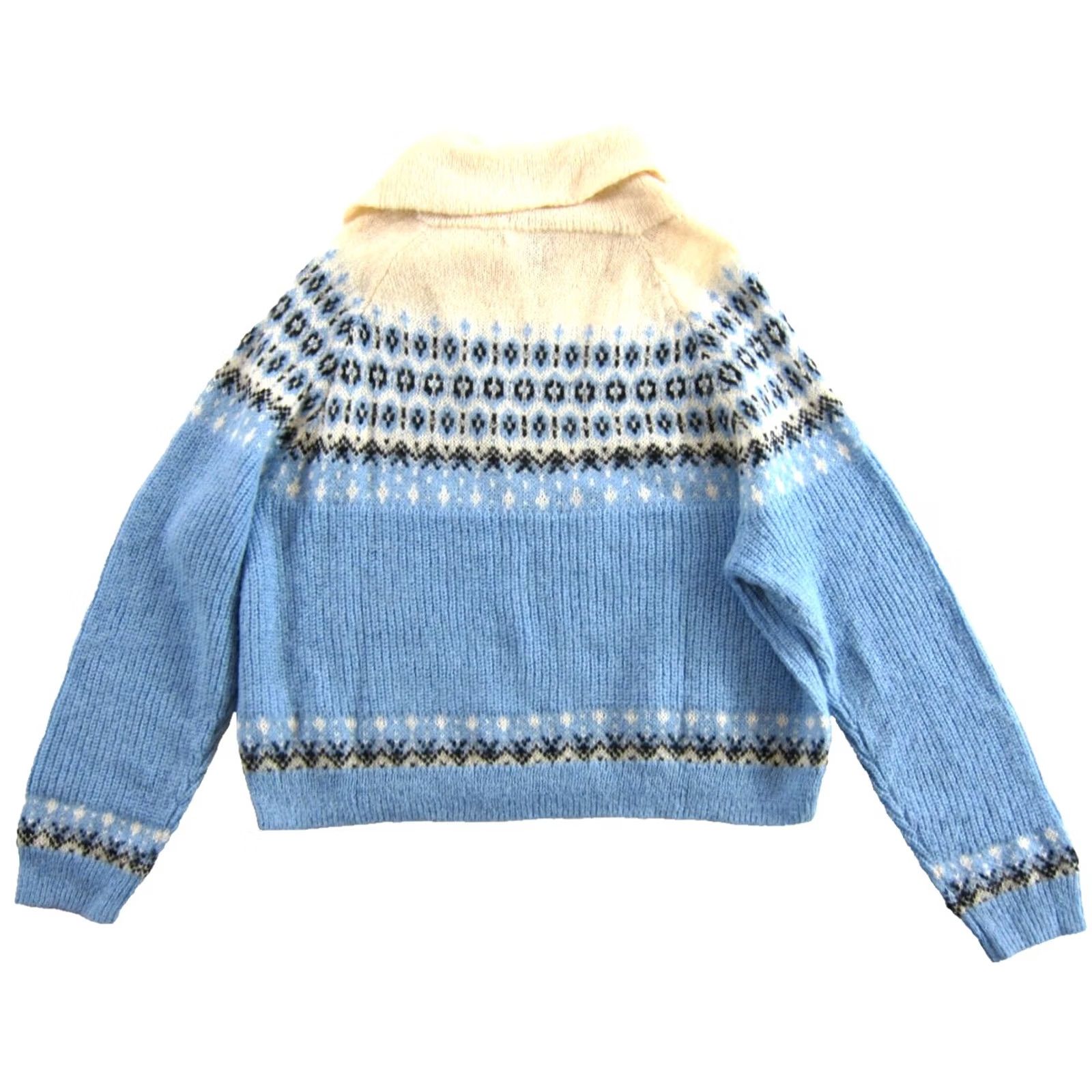 J.Crew J.CREW Blue Ivory Black Gold Zipper Cowl Neck Knit Sweater Woman Size XL Size XL / US 12-14 / IT 48-50 - 2 Thumbnail