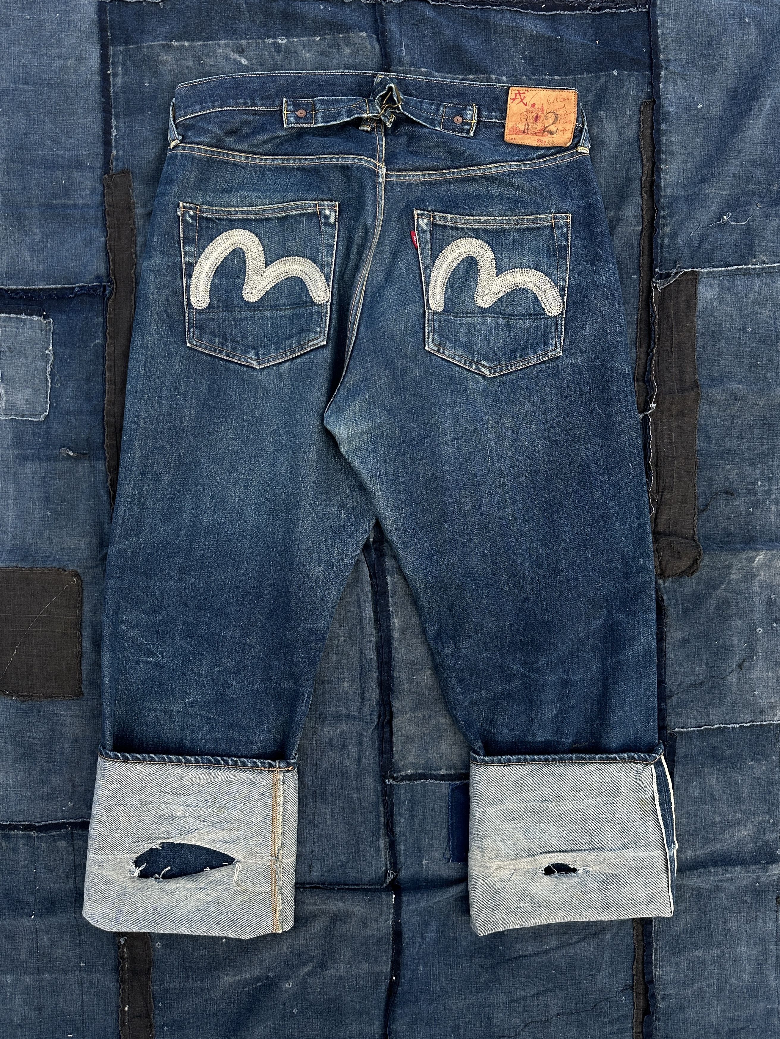 Evisu Buckle Back No2 2000s Selvedge seagulls back cinch denim 501 Size US 35 - 3 Thumbnail