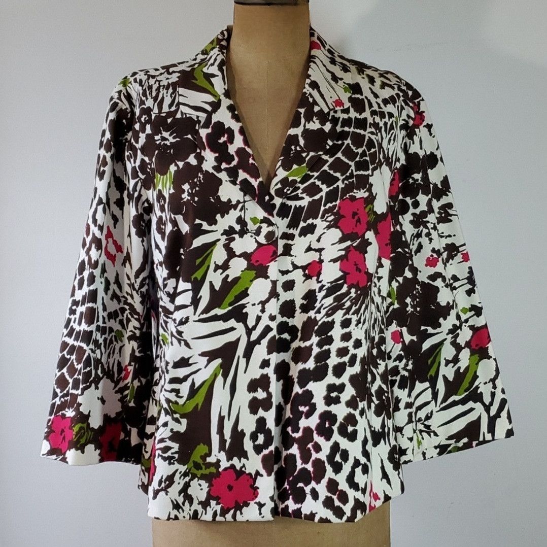 Chicos Chico's Size XL Jacket Bell Swing Kimono Sleeve Leopard Prin Size XL / US 12-14 / IT 48-50 - 1 Thumbnail