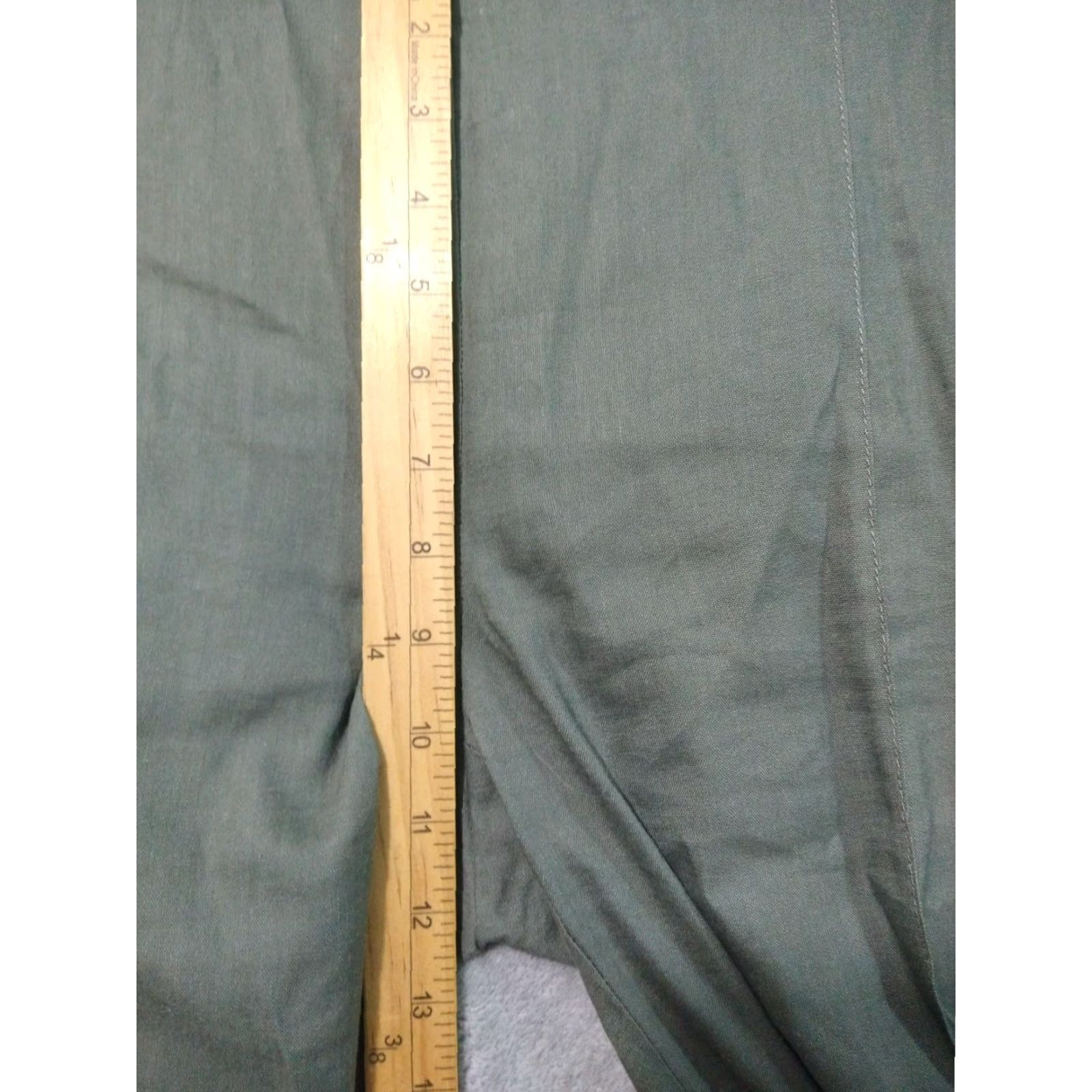 J. Jill J.Jill Pants Womens Medium Green Linen Stretch Tapered Leg Crop Beach Bohemian Style M Size 32" / US 10 / IT 46 - 4 Thumbnail