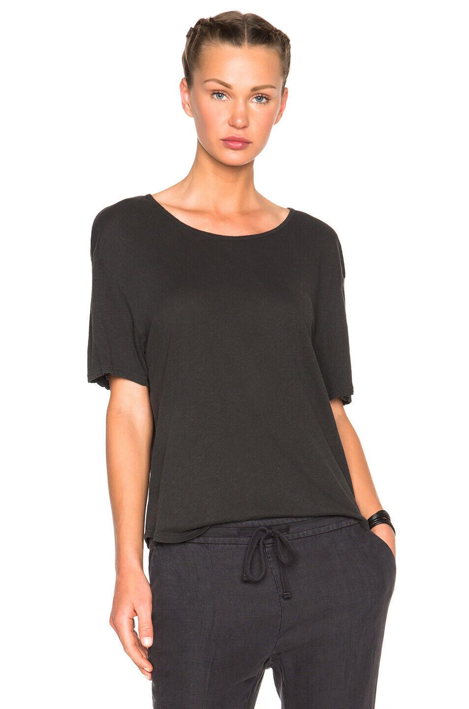 James Perse James Perse WHC3545 Linen Jersey Tee (CRP) Black ( 3 ) Size ONE SIZE - 1 Thumbnail