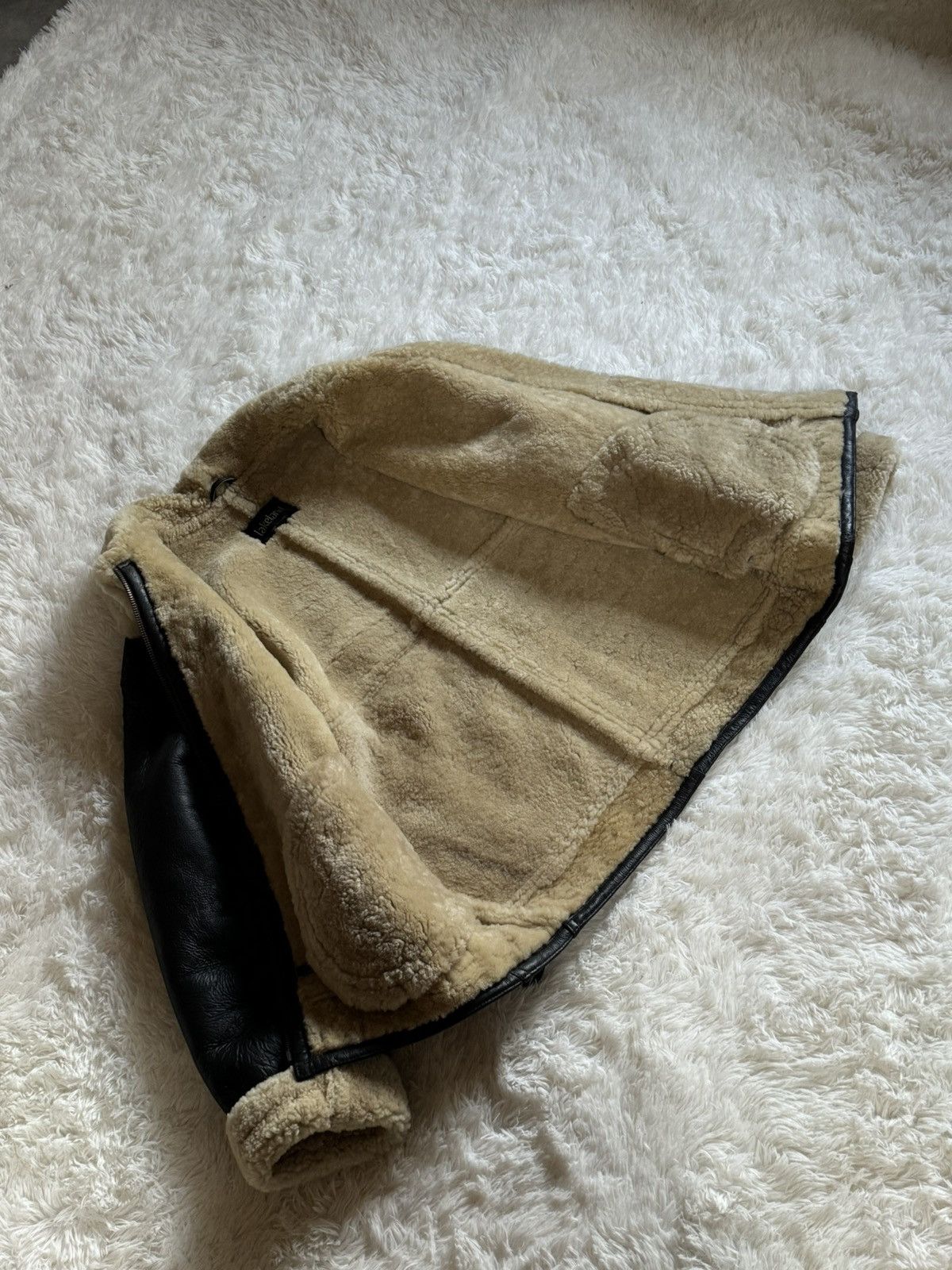 Japanese Brand Lakeland black leather shearling wool aviator jacket Size US L / EU 52-54 / 3 - 14 Thumbnail