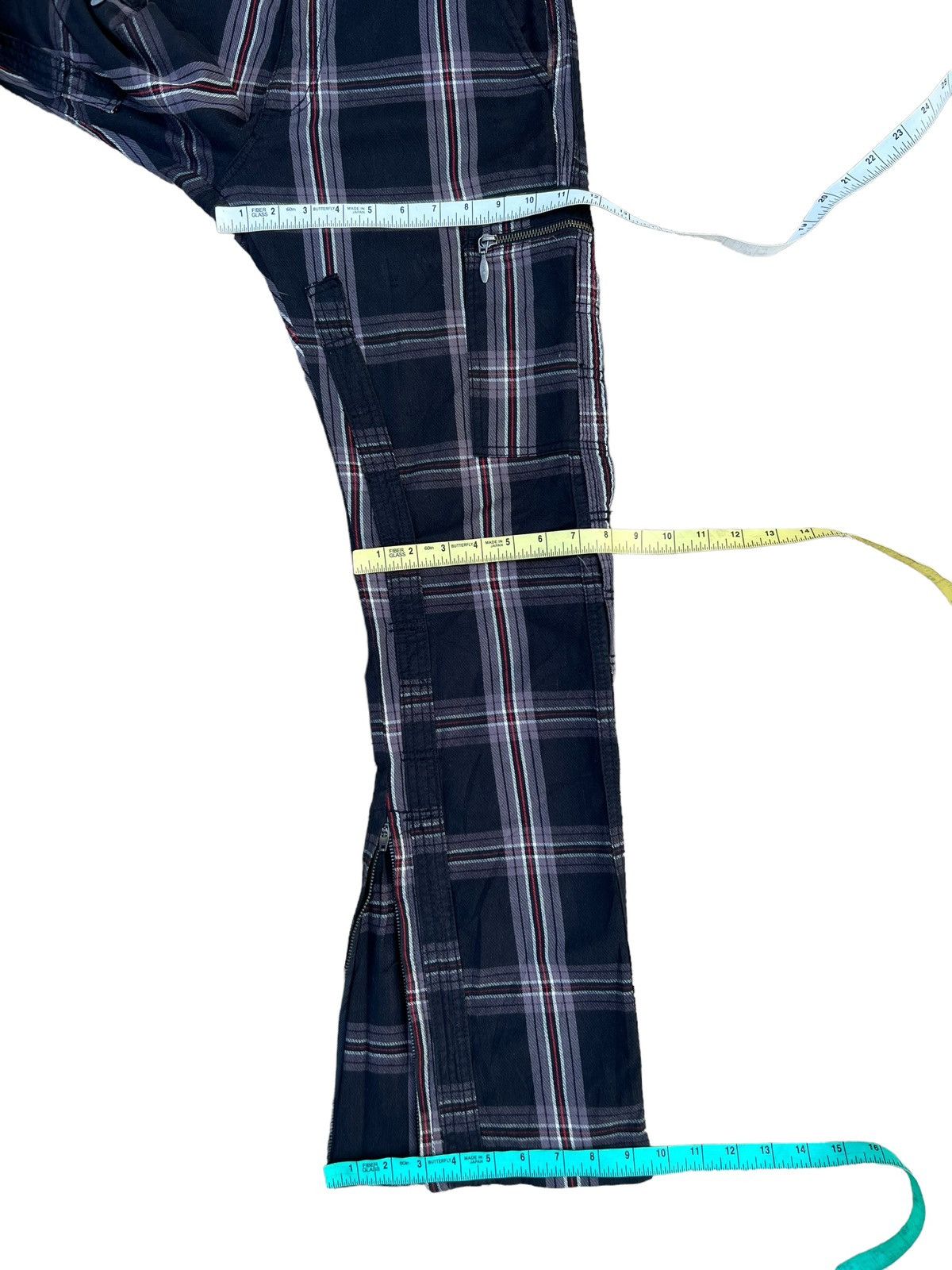 Shellac Double Edge Japan Multi Pocket Plaid Flare Cargo Trouser Size US 31 - 4 Thumbnail