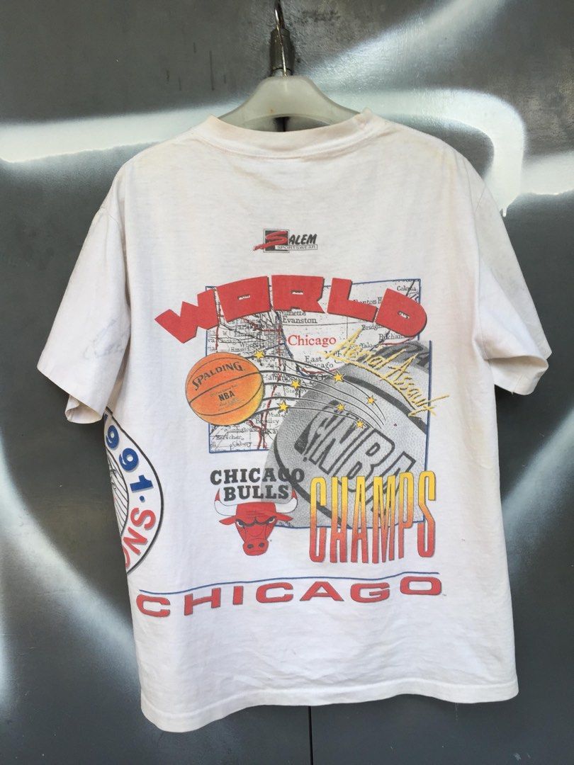NBA × Salem Sportswear Vintage 1991 Chicago Bulls NBA World Champs T-Shirt Size US L / EU 52-54 / 3 - 7 Thumbnail