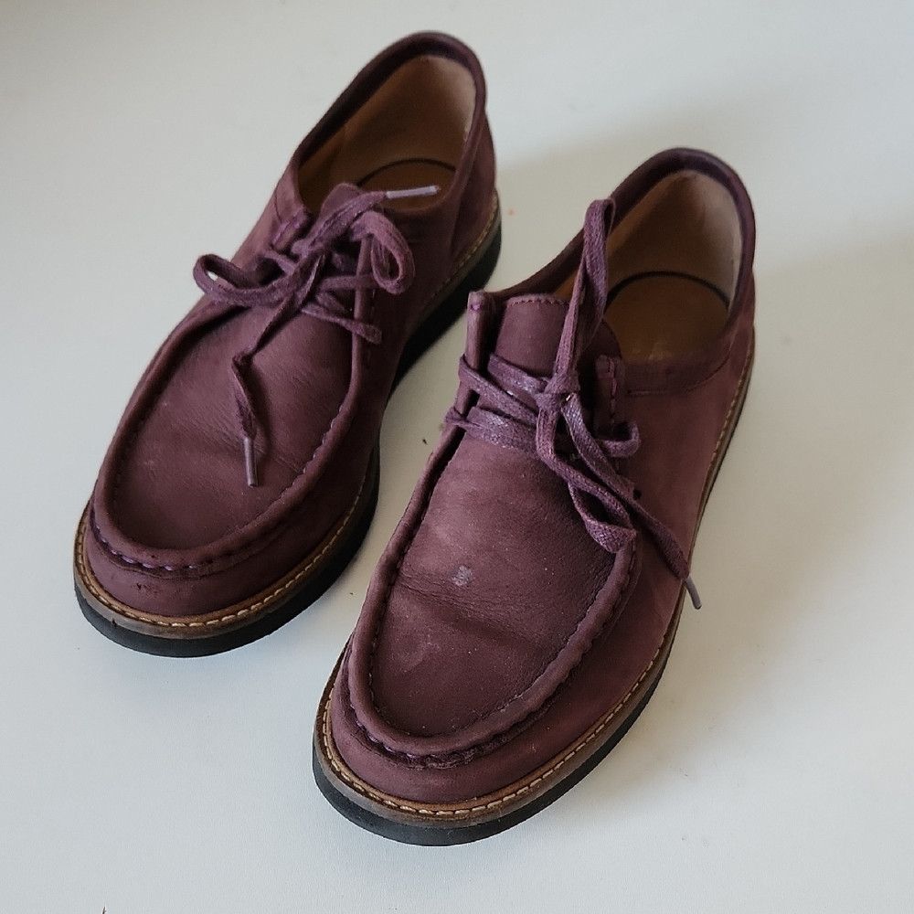 Clarks CLARKS | Glick Bayview Shoes Lace Red Purple Nubuck Leather Size US 6.5 / IT 36.5 - 1 Thumbnail