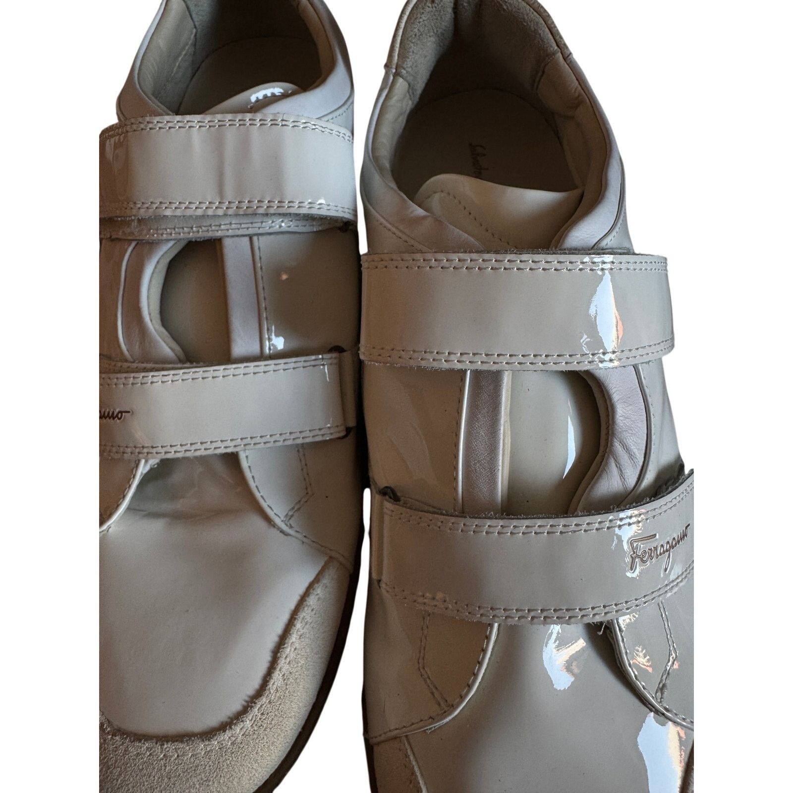 Salvatore Ferragamo Salvatore Ferragamo NWB White Patent Calf Suede Sneakers Size US 12 / EU 45 - 2 Thumbnail