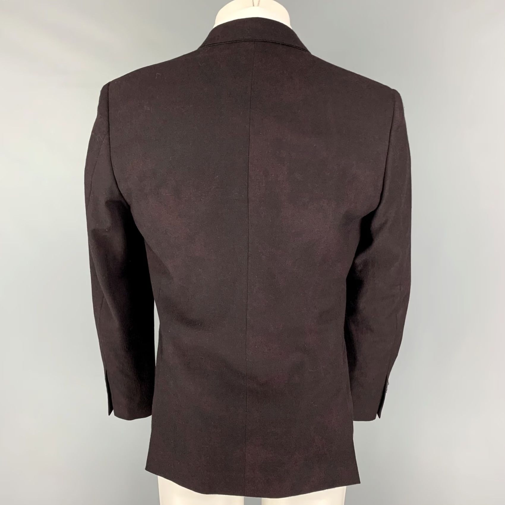 John Varvatos JOHN VARVATOS Sport Coat Burgundy Black Dyed Wool Notch Lapel Size 38 Mens Size US XXS / EU 40 - 4 Thumbnail