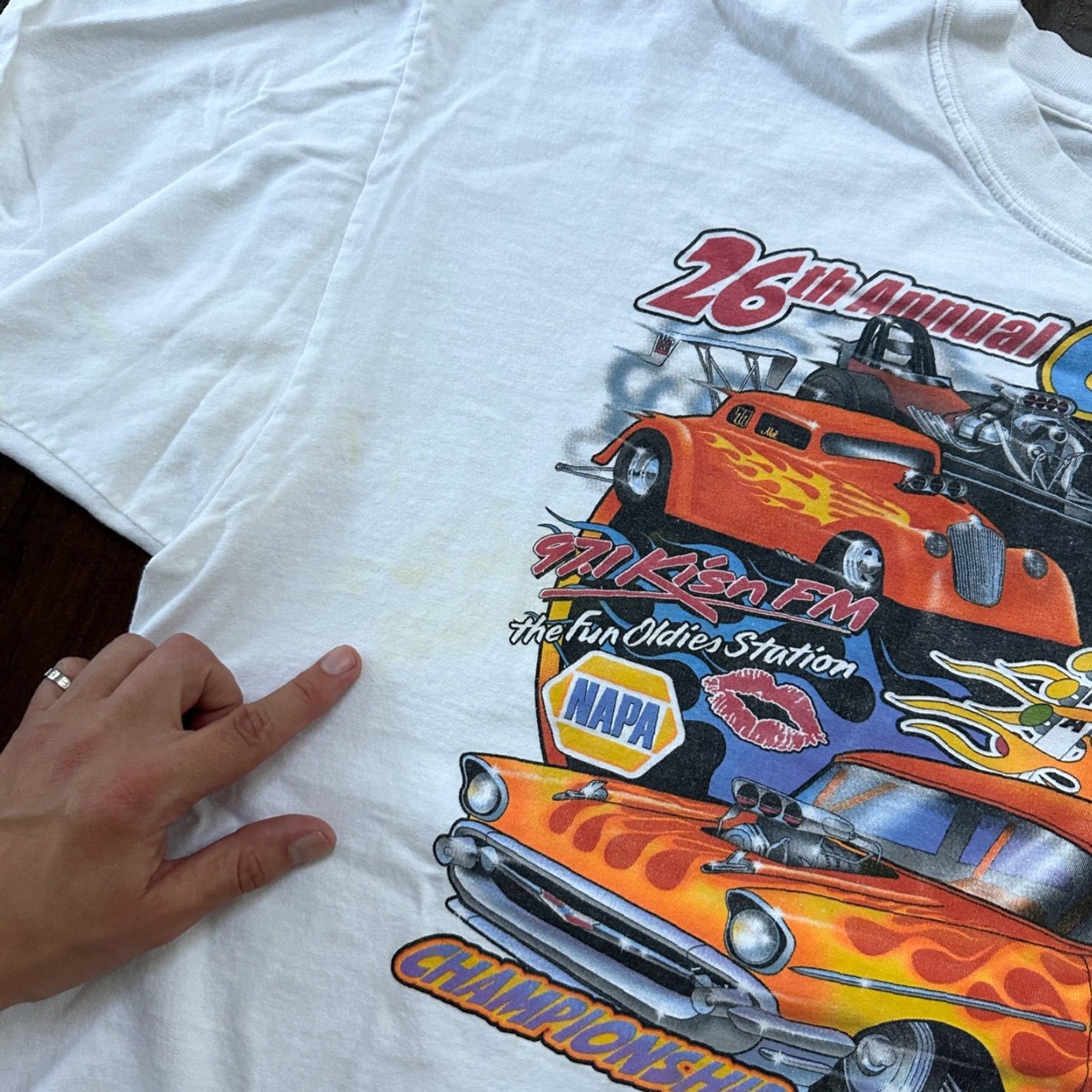 Gildan VINTAGE Gildan T-Shirt Men 2XL White Nascar Driving America USA 70s 80s 90s Vintage Short Sleeve Crew Neck Graphic Print Size US XXL / EU 58 / 5 - 5 Thumbnail