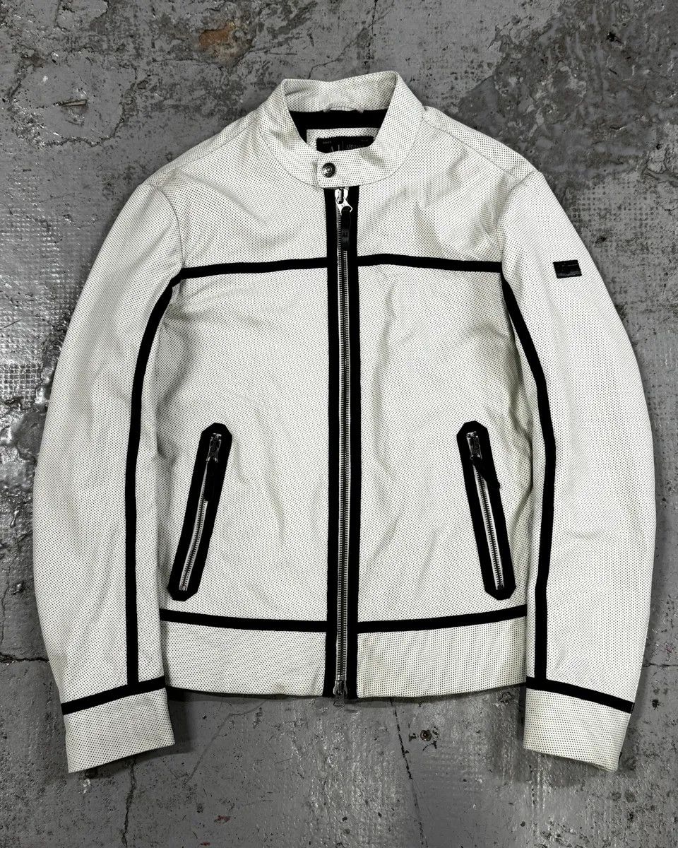 Armani 2010s Armani White & Blue Lined Ricing Jacket Size US S / EU 44-46 / 1 - 1 Thumbnail