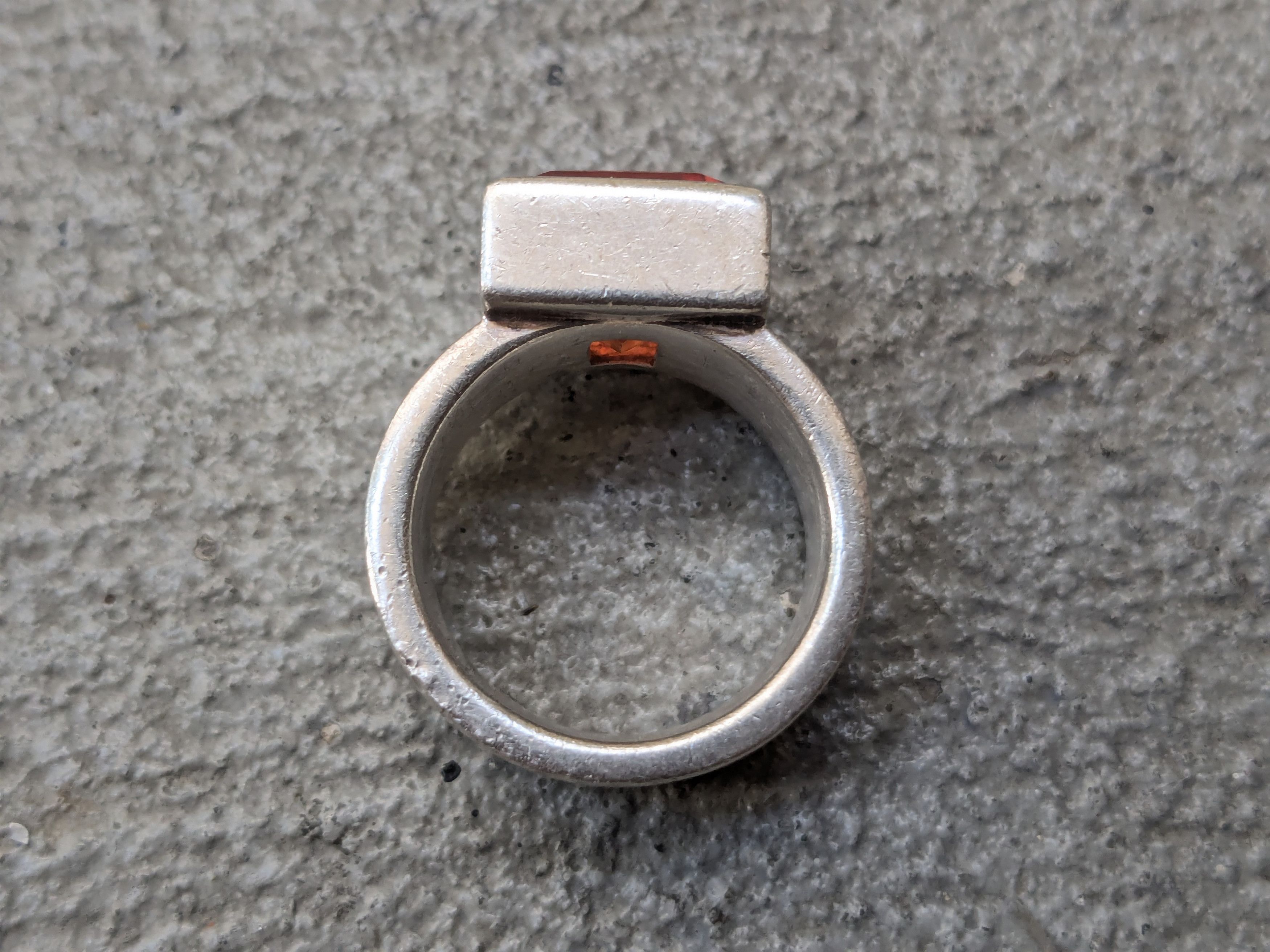 Other Vintage Sterling Silver Ring Orange Stone Modernist Size ONE SIZE - 13 Thumbnail