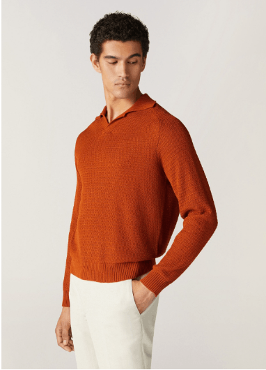 image of Loro Piana O1Srvl11E0424 Polo Buttonless Knitwear In Red, Men's (Size Medium)