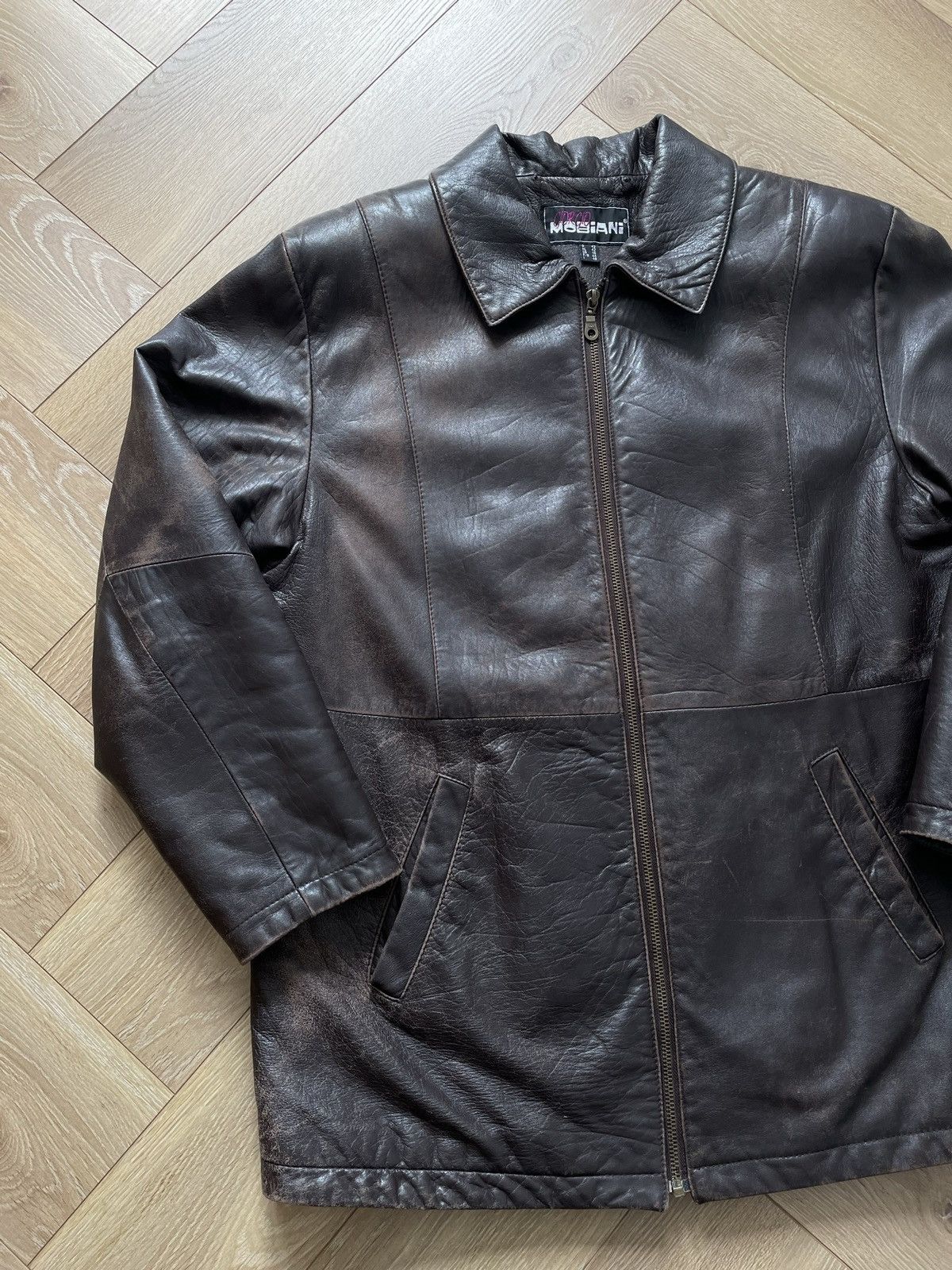 Vintage Washed Brown Retro 90s Genuine Real Leater Bomber Punk Rock Size US M / EU 48-50 / 2 - 2 Thumbnail