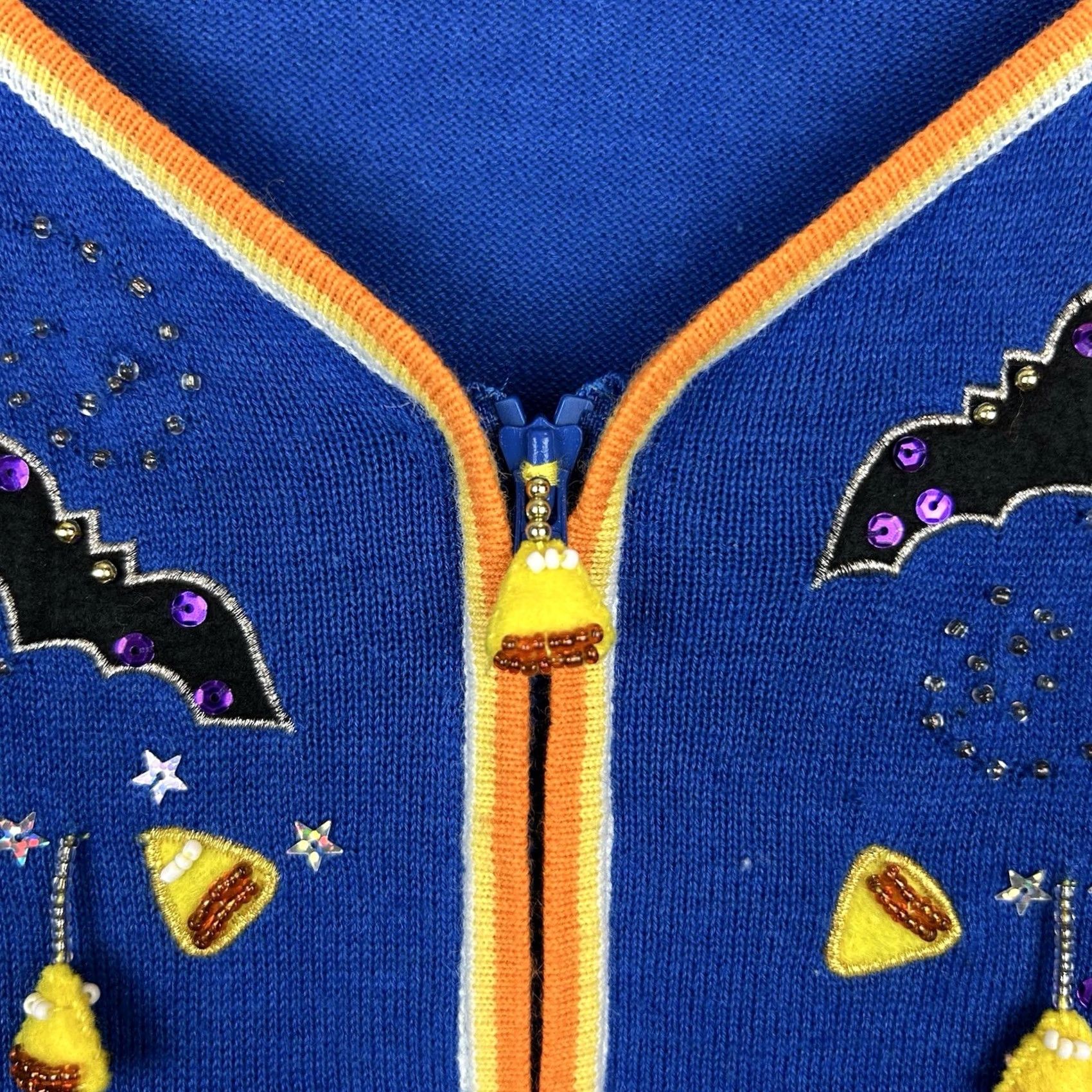 Vintage VINTAGE Jack B Quick Halloween Embroidered Cardigan Sweater Womens M Blue Ghost Knit Casual Fall 21.5" 19" Ramie Cotton Rayon Acrylic Size M / US 6-8 / IT 42-44 - 6 Thumbnail