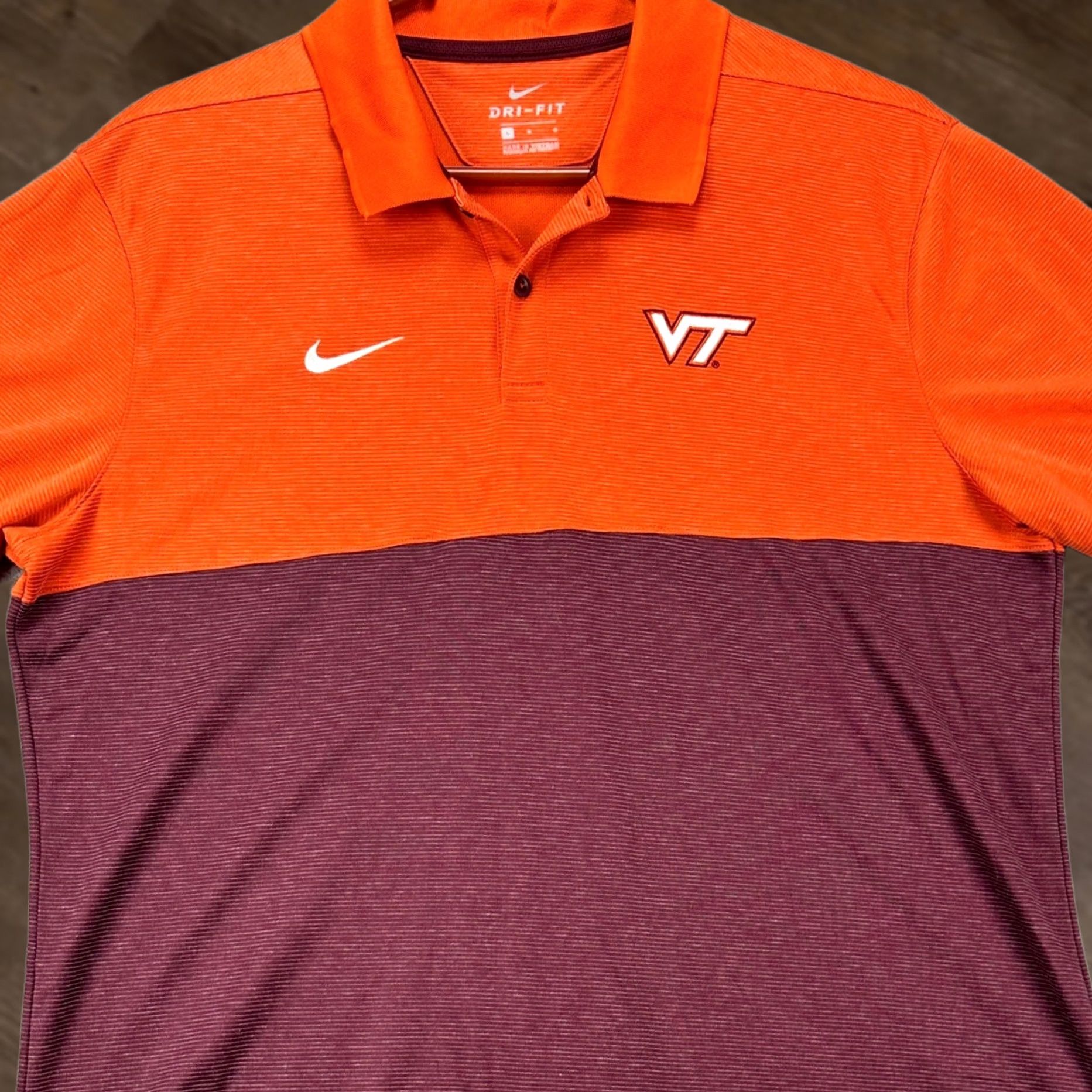 Nike Nike Virginia Tech Shirt Polo Mens Large Orange Burgundy Rugby Golf Logo Dri-Fit Size US L / EU 52-54 / 3 - 1 Thumbnail