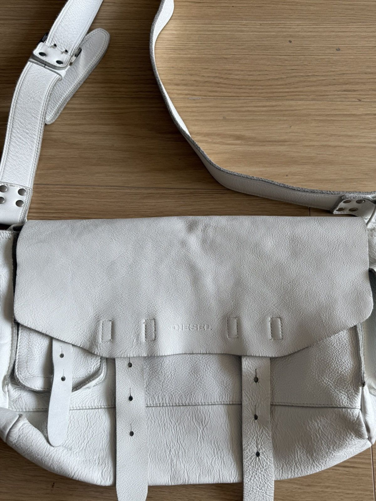 Diesel Vintage Diesel Messenger Bag Leather White Size ONE SIZE - 3 Thumbnail