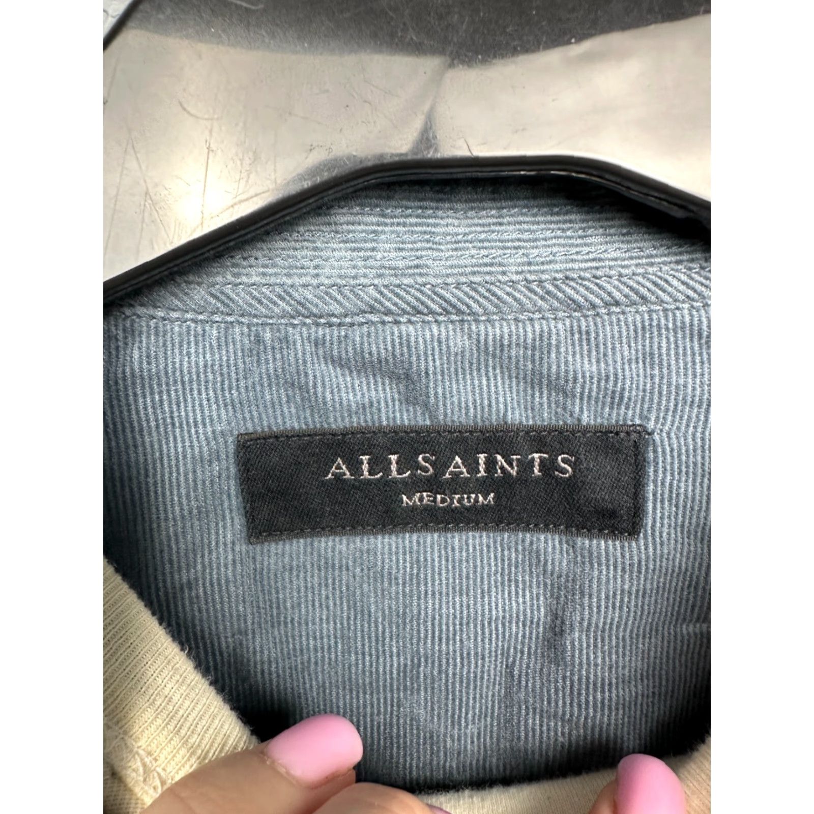 Allsaints Allsaints Mens Birchwood Corduroy Flannel Shirt M Blue Button-Up Shirt Mens Size US M / EU 48-50 / 2 - 4 Thumbnail