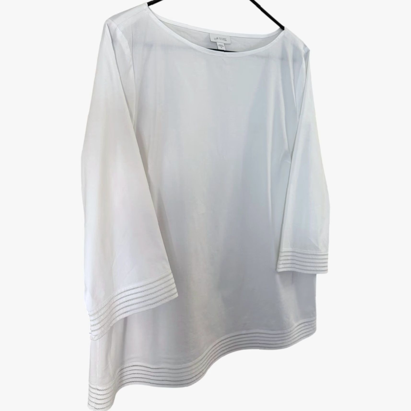 J. Jill VINTAGE? No, it's not vintage. J. Jill Tunic Shirt Women’s Medium White 3/4 Sleeve Embroidered Trim Blouse Size M / US 6-8 / IT 42-44 - 3 Thumbnail