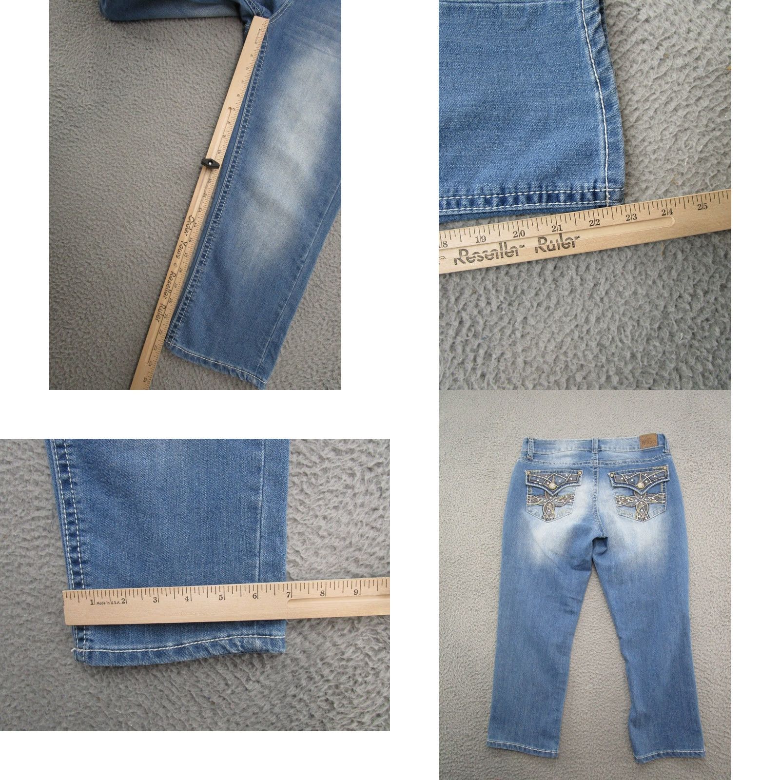 Vintage Love Nation Jeans Women's Size 8 Blue Ankle Cropped Stretch Pocket Thick Stitch Size 30" / US 8 / IT 44 - 8 Thumbnail
