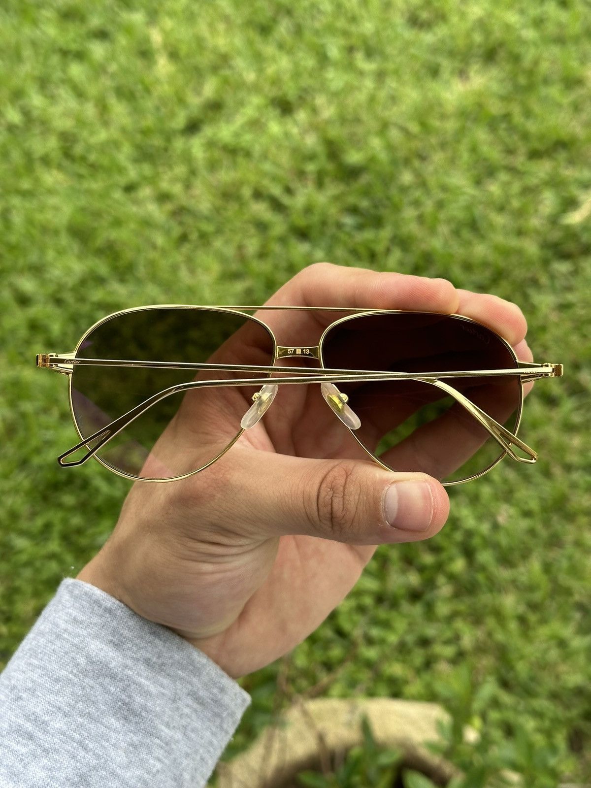 Cartier Cartier Brown Pilot Unisex Sunglasses Size ONE SIZE - 9 Thumbnail