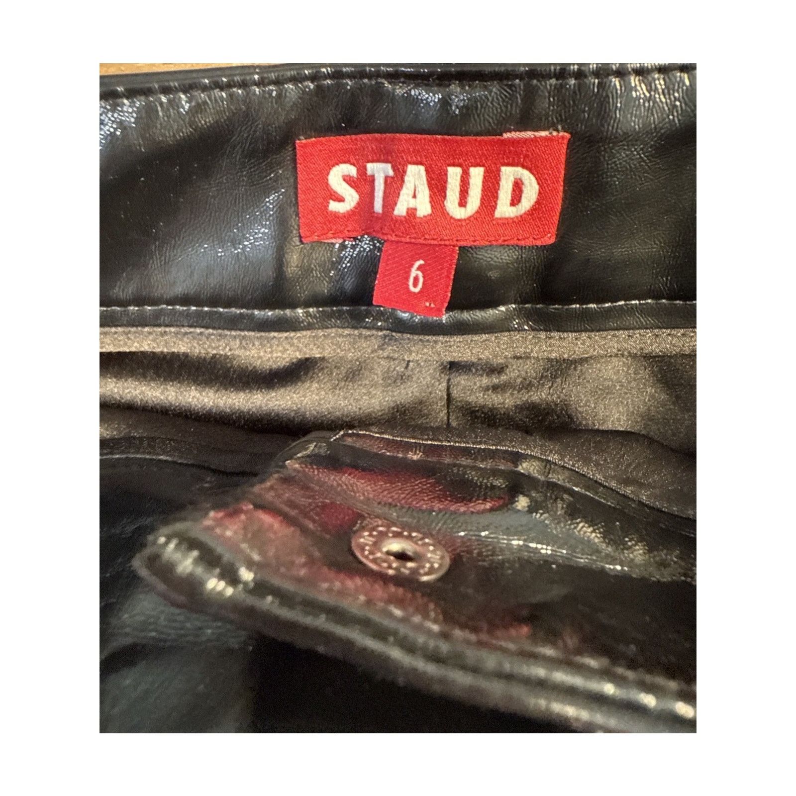 Staud STAUD Paper faux leather mini skirt two tone black patent Size 28" / US 6 / IT 42 - 6 Thumbnail