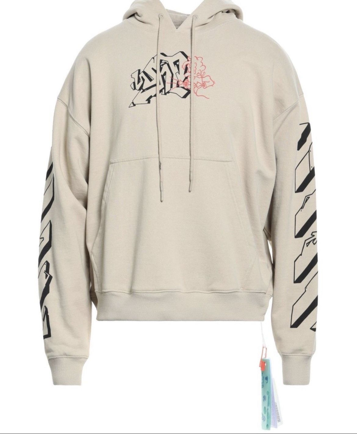 Off-White OMBB085F22FLE015 GRAFFITI SKATE パーカー ロゴ Off-White Graffiti Outline Skate Hoodie Dark | Depop