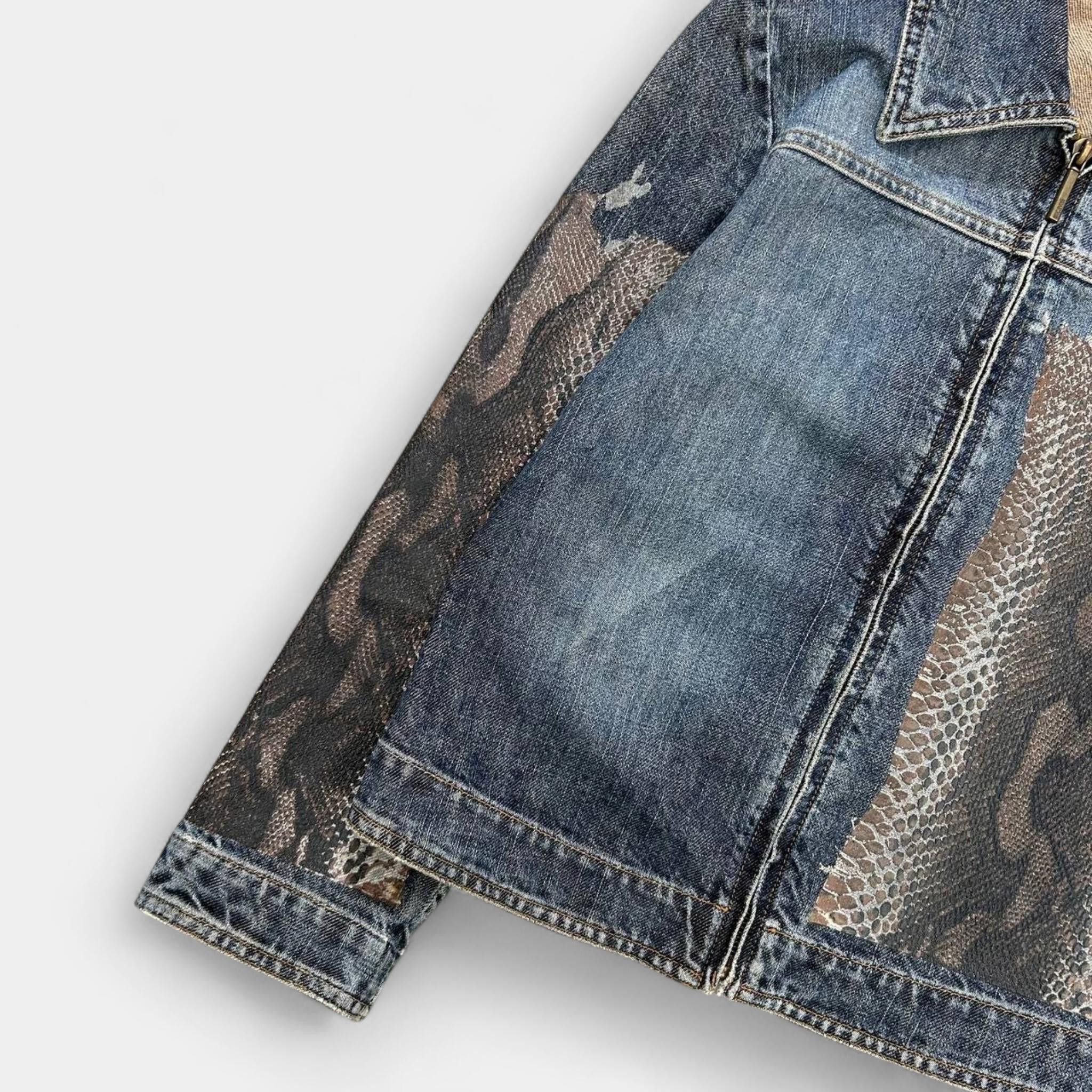 Just Cavalli Just Cavalli Snake Skin Patch Denim Jacket Size S / US 4 / IT 40 - 2 Thumbnail