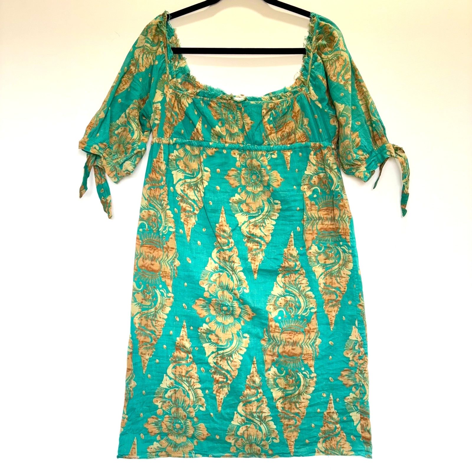 Diane von Furstenberg Diane von Furstenberg Green Gold Print Dress Womens 4 Boho Size S / US 4 / IT 40 - 1 Thumbnail