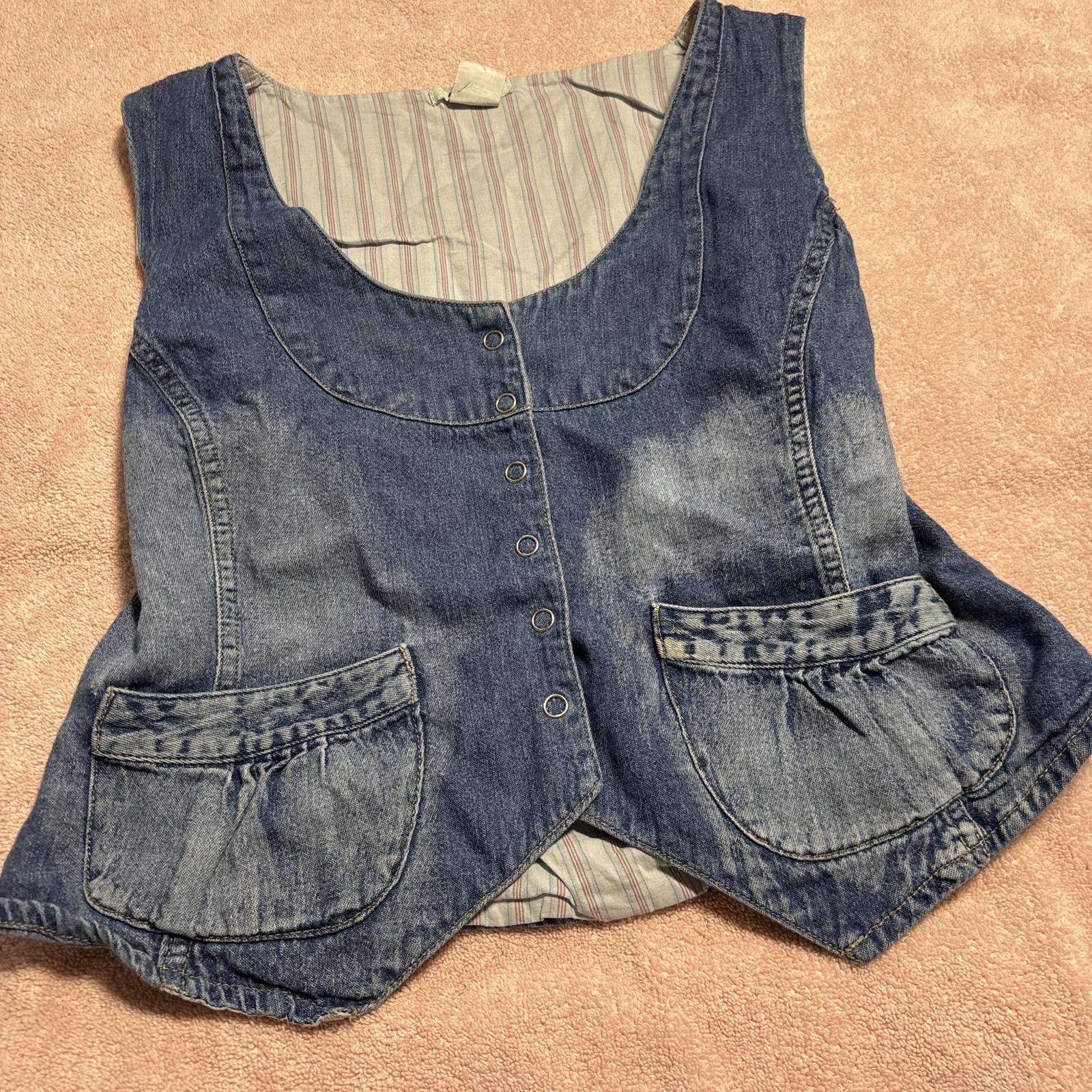 At Last & Co y2k vintage denim button up vest Size L / US 10 / IT 46 - 2 Thumbnail