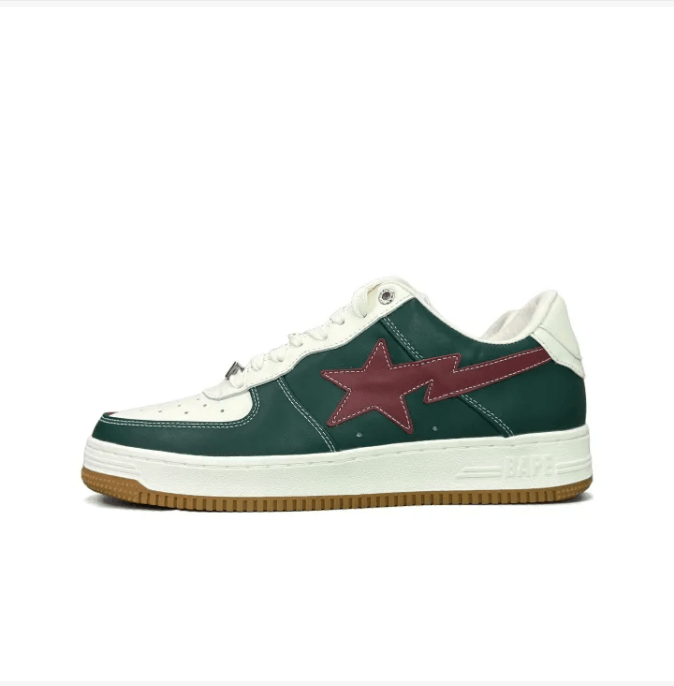 A Bathing Ape Bapesta Low White Green Red Sneakers