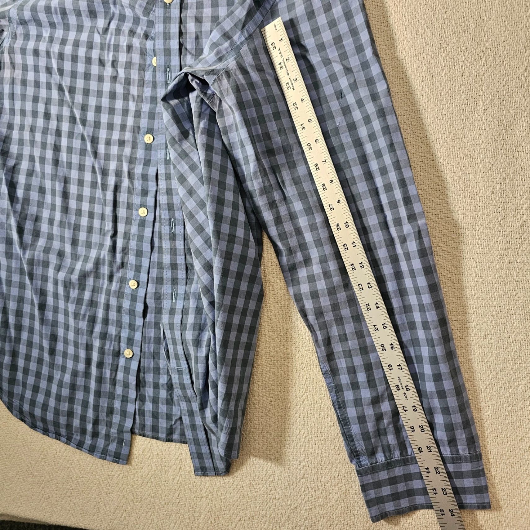 Banana Republic Banana Republic Men's L Shirt Button-Up Slim Fit Blue Check Casual Travel Workwear Size US L / EU 52-54 / 3 - 6 Thumbnail