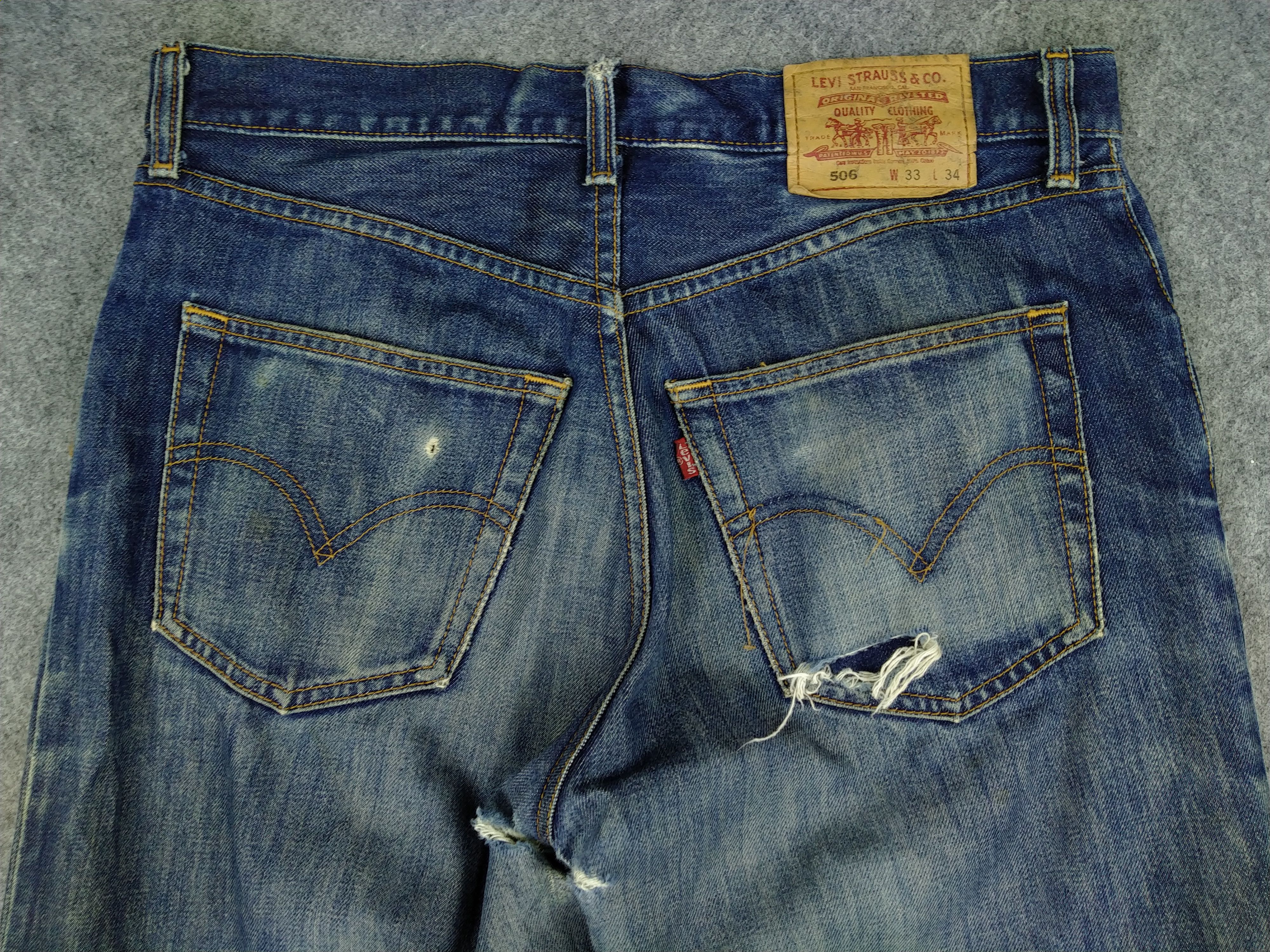 Levi's 90s Dirty Blue Vintage Levi's 506 Denim 33 x 30.5 -JN685 Size US 33 - 4 Thumbnail