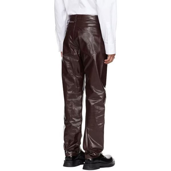 Jil Sander o1w1db10925 Patent Leather Pant in Burgundy Size US 32 / EU 48 - 2 Thumbnail