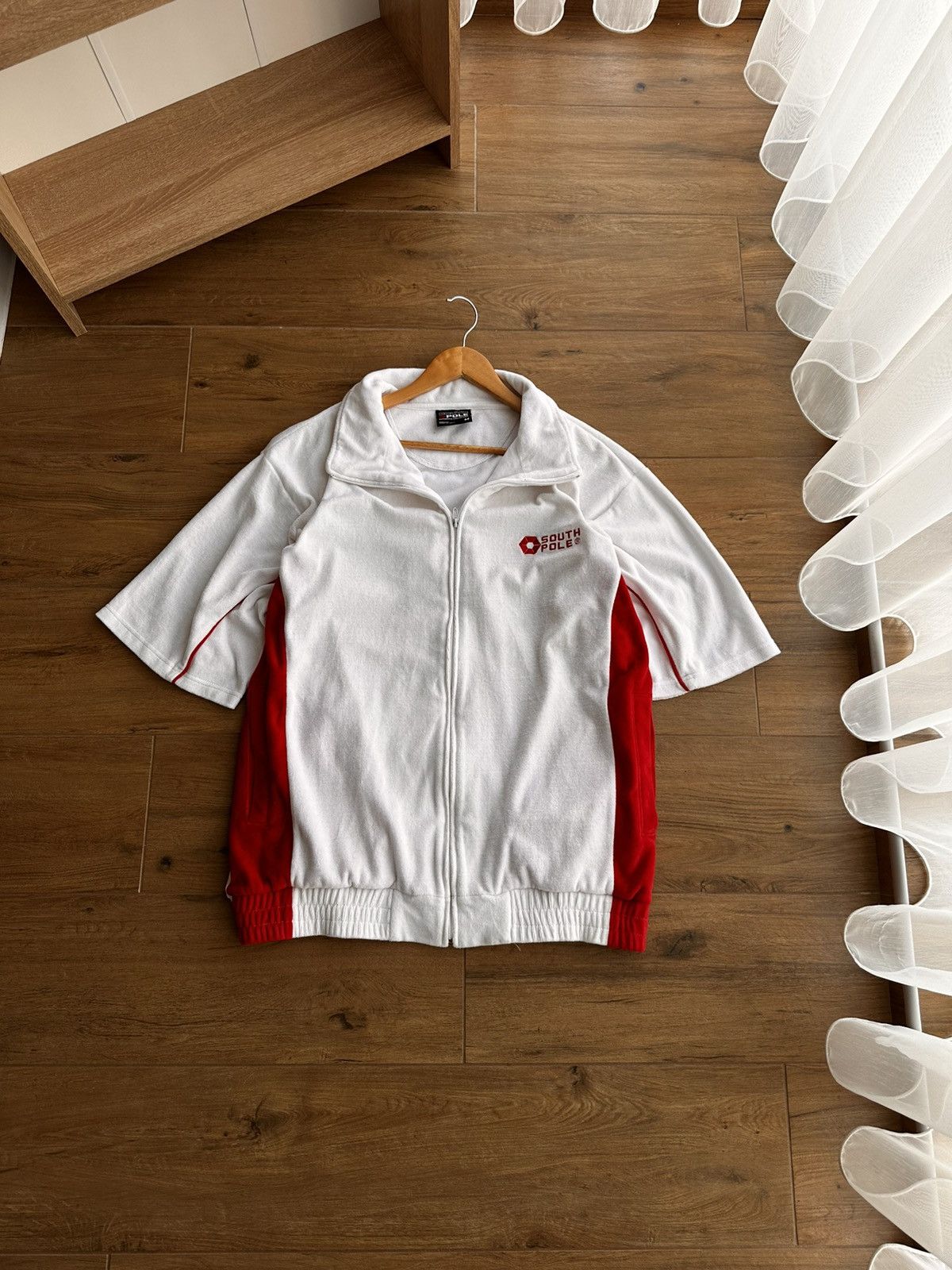 Pre-owned Southpole X Vintage South Pole Rap Velour Teddy Zip Track Jacket In White