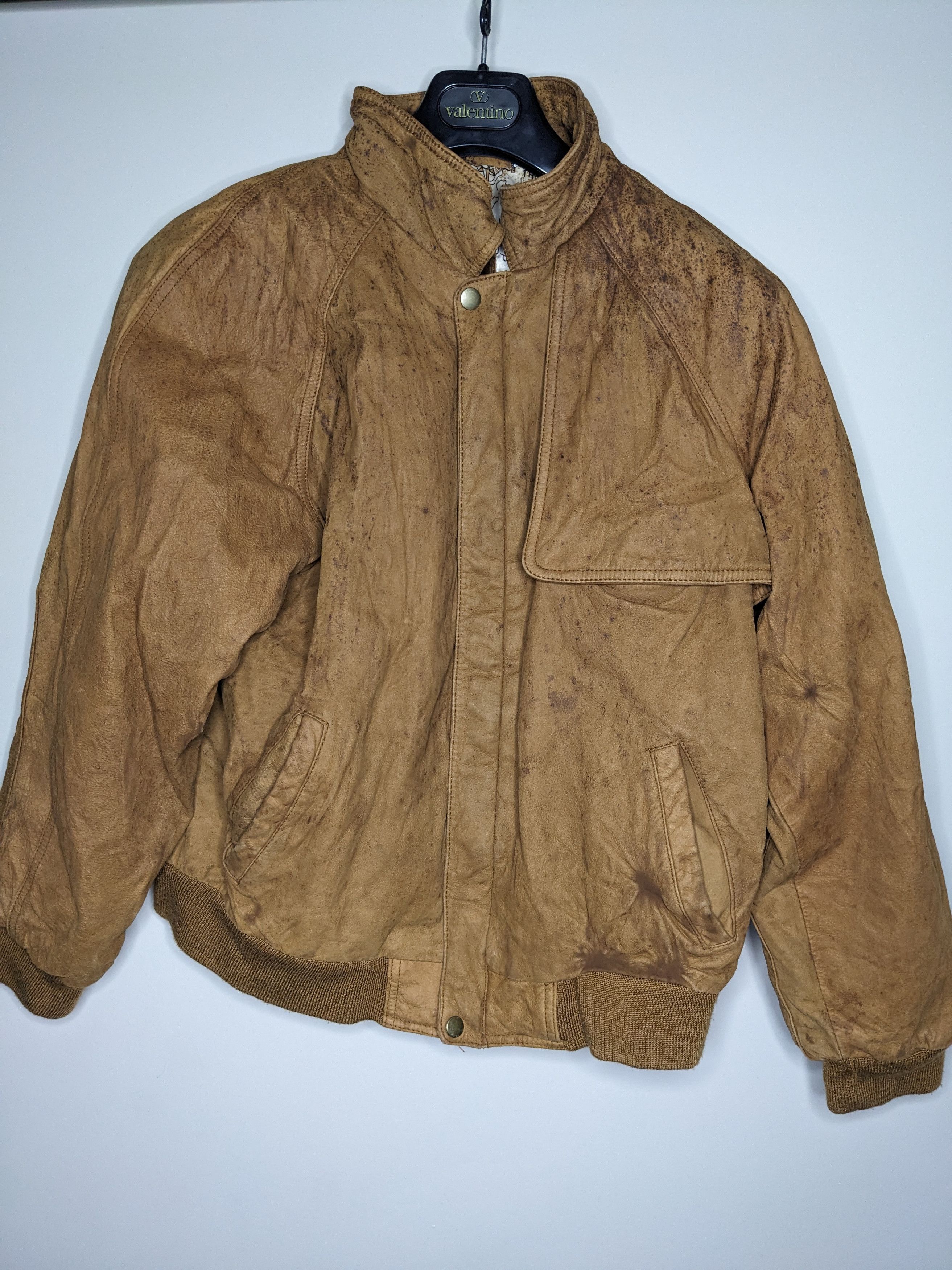 Marlboro VINTAGE Marlboro Leather Bomber Jacket Medium Brown Map 90s Size US M / EU 48-50 / 2 - 1 Thumbnail