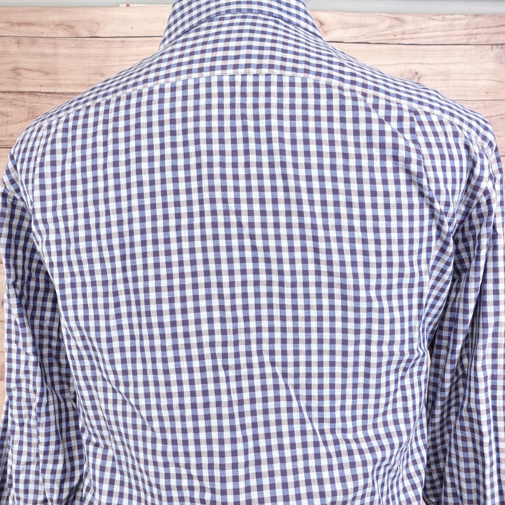 Ben Sherman BEN SHERMAN Slim Fit Long Sleeve Blue Check Button-Up Shirt 17 Regular Mens Size US XL / EU 56 / 4 - 5 Thumbnail
