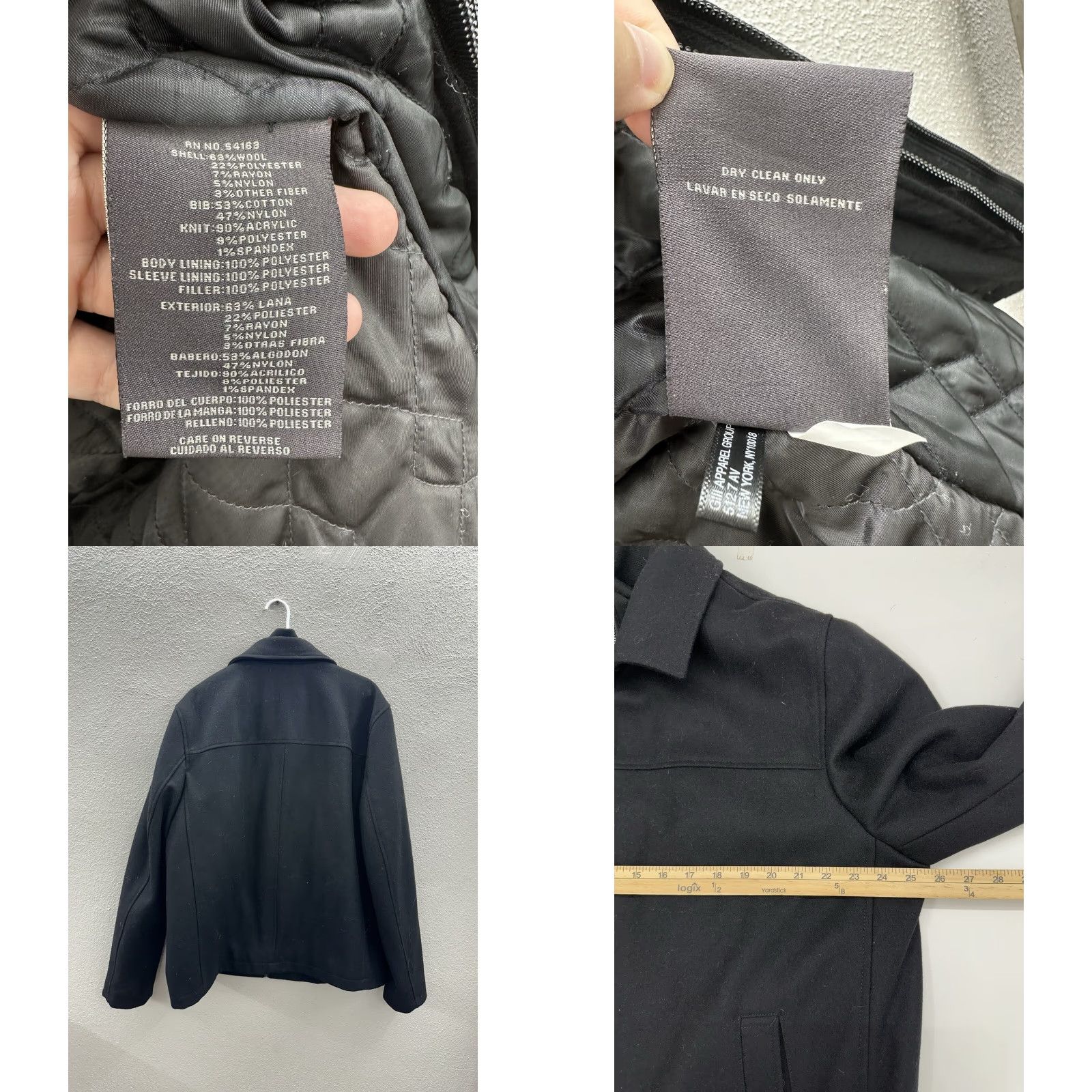 Dockers DOCKERS Peacoat Jacket Black XL Wool Blend Double Zip Up Faux Mock Neck Mens Regular Stand-Up Collar 90s City Classic Outdoor BLAK Size US XL / EU 56 / 4 - 8 Thumbnail