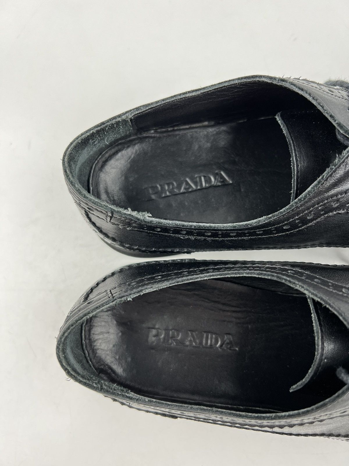 Prada PRADA Derby Leather Shoes Lace Rubber Sole Black Men’s Size US 8 / EU 41 - 16 Thumbnail