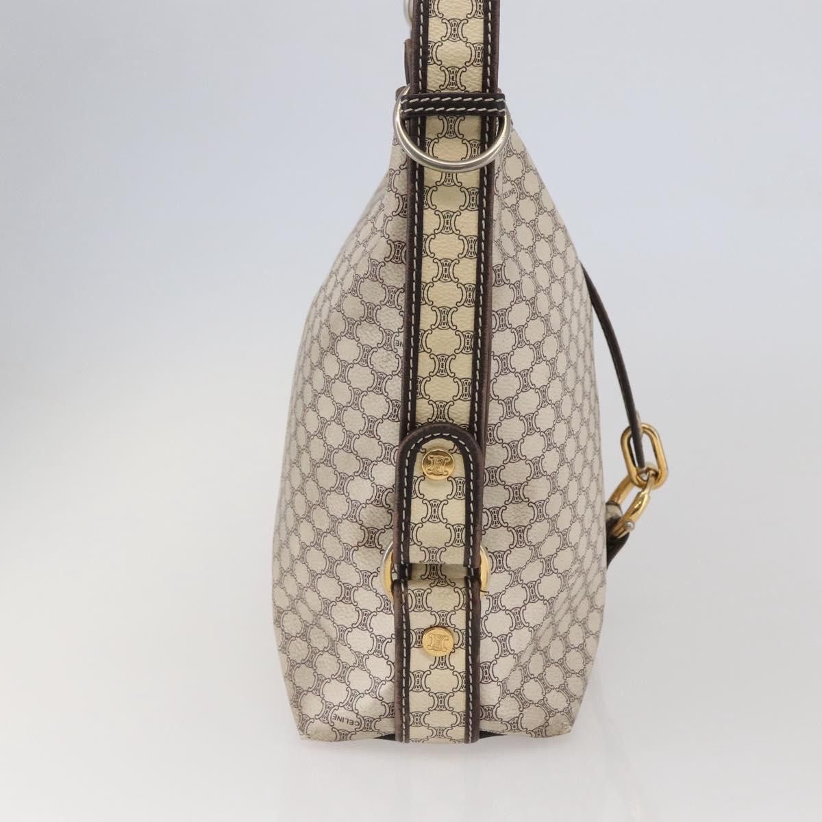 Celine CELINE Macadam Canvas Shoulder Bag Pvc Leather White Gold Size ONE SIZE - 4 Thumbnail
