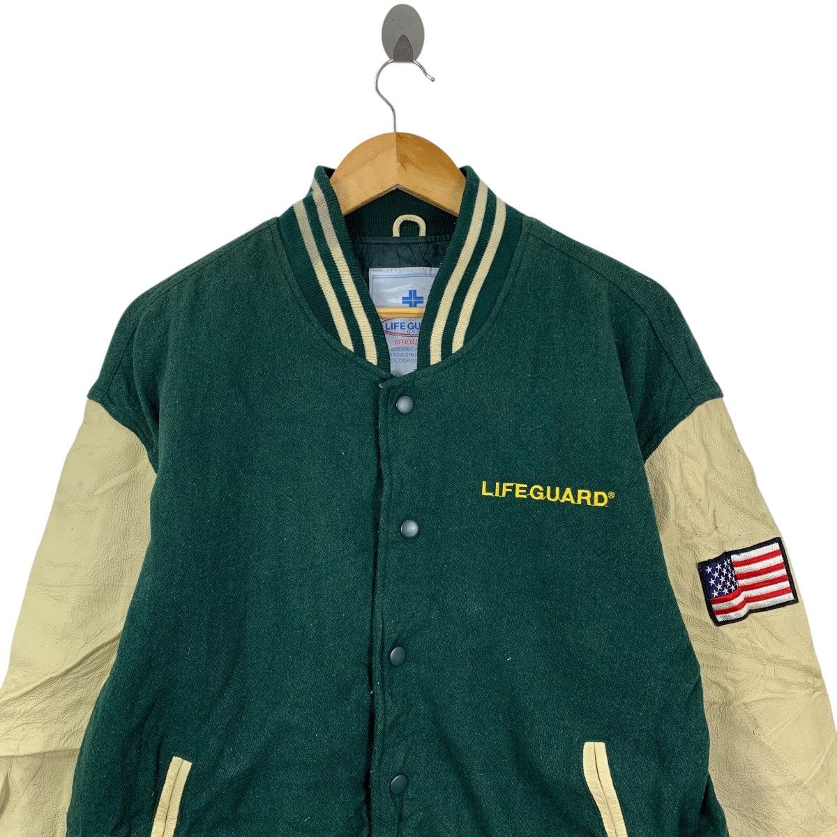 Vintage Vintage LIFEGUARD USA Cowhide Varsity Leather Bomber Jacket Size US M / EU 48-50 / 2 - 4 Thumbnail