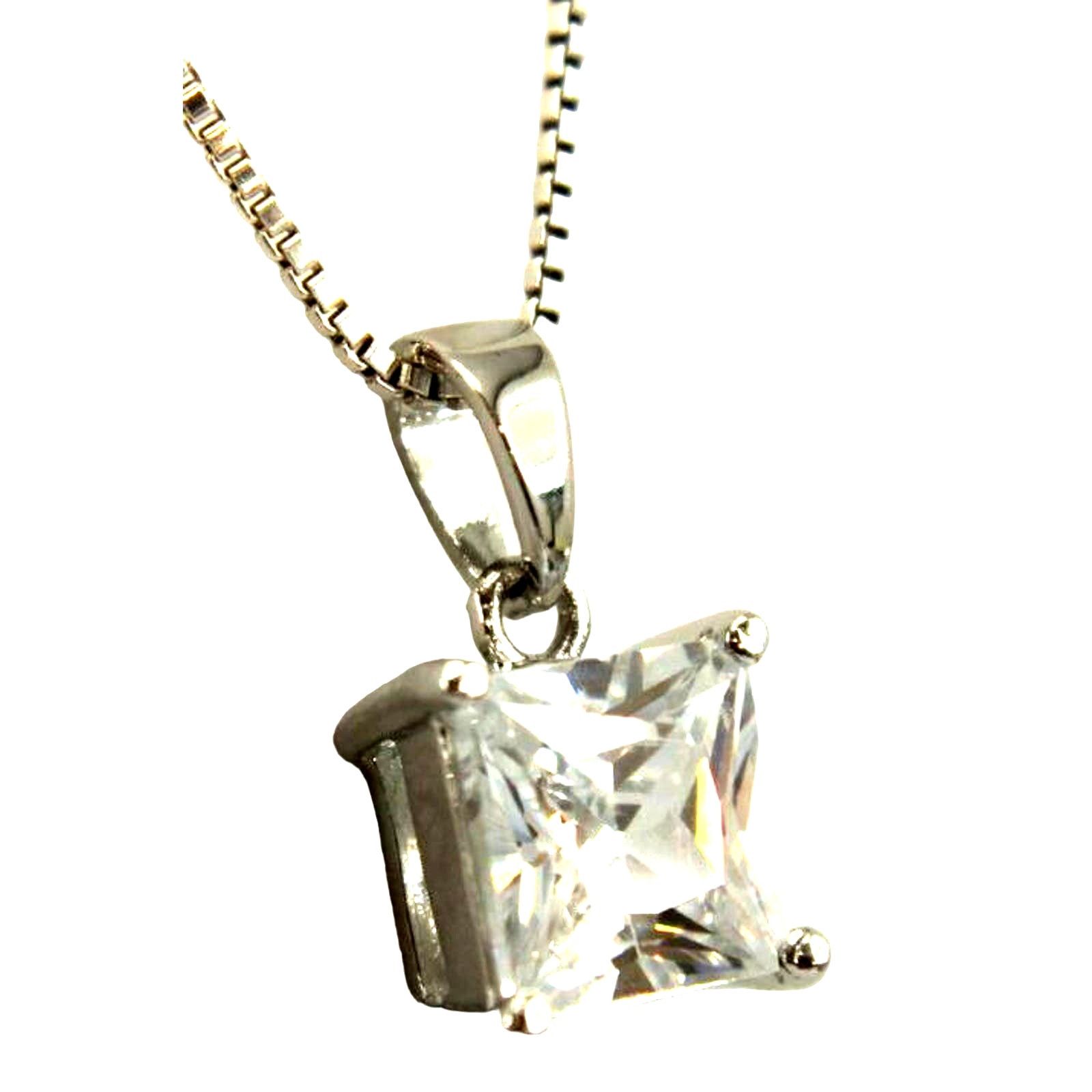 Other Square Cut CZ Pendant Set in Sterling Silver With 18" Chainh Size ONE SIZE - 2 Thumbnail