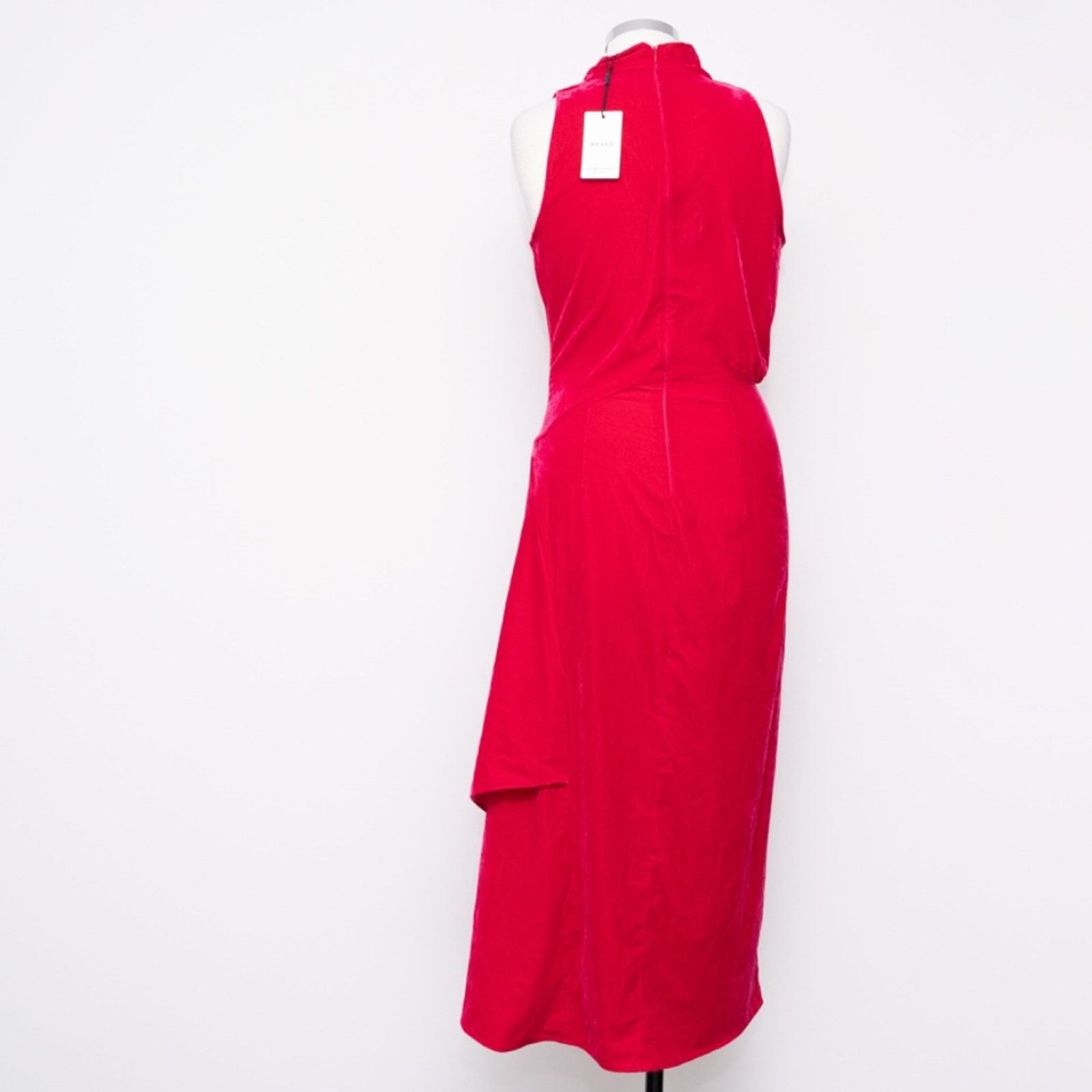 Reiss Reiss: Giannon Velvet Funnel Neck Asymmetric Midi Dress. Size M / US 6-8 / IT 42-44 - 2 Thumbnail