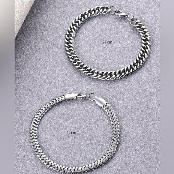 Other 2Pcs Stainless Steel Men Bracelet Size ONE SIZE - 3 Thumbnail