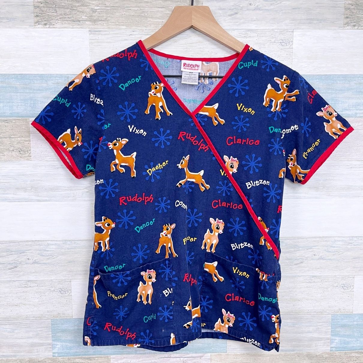Other Rudolph The Red Nose Reindeer Christmas Scrub Top XS Size XS / US 0-2 / IT 36-38 - 1 Thumbnail