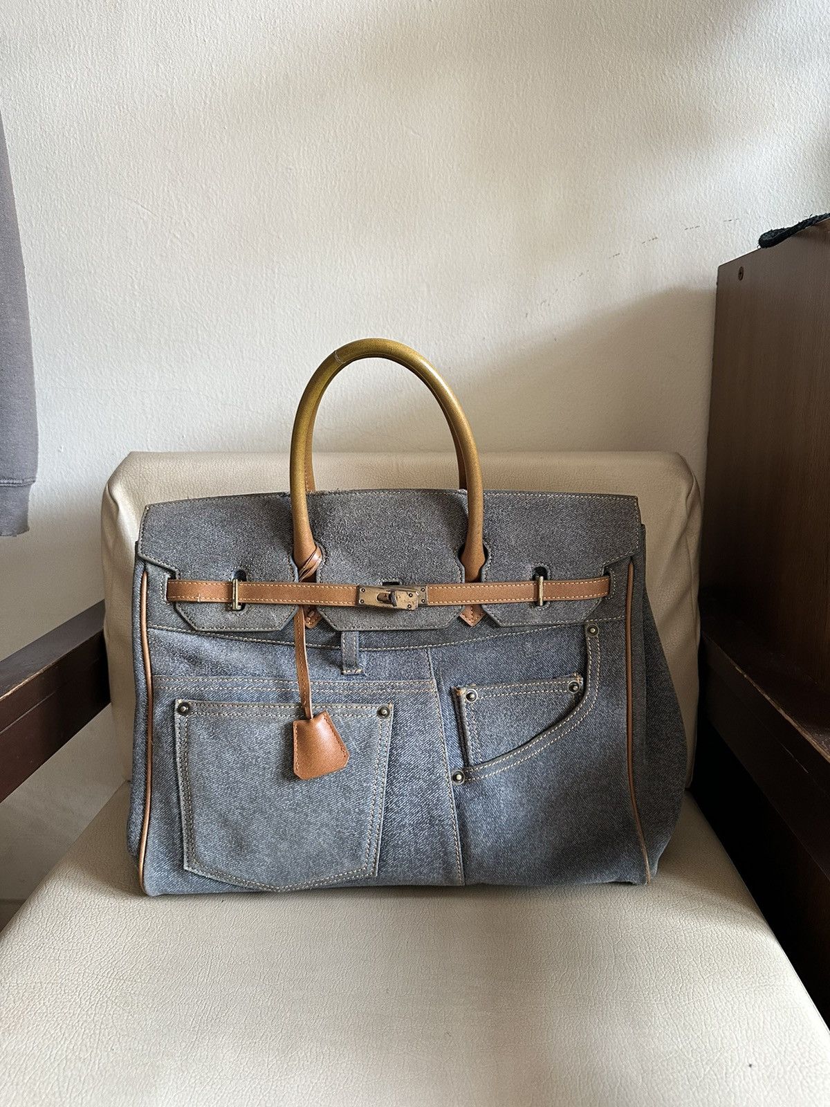 1990s Japan Made D-Dream Denim Distressed Birkin Bag